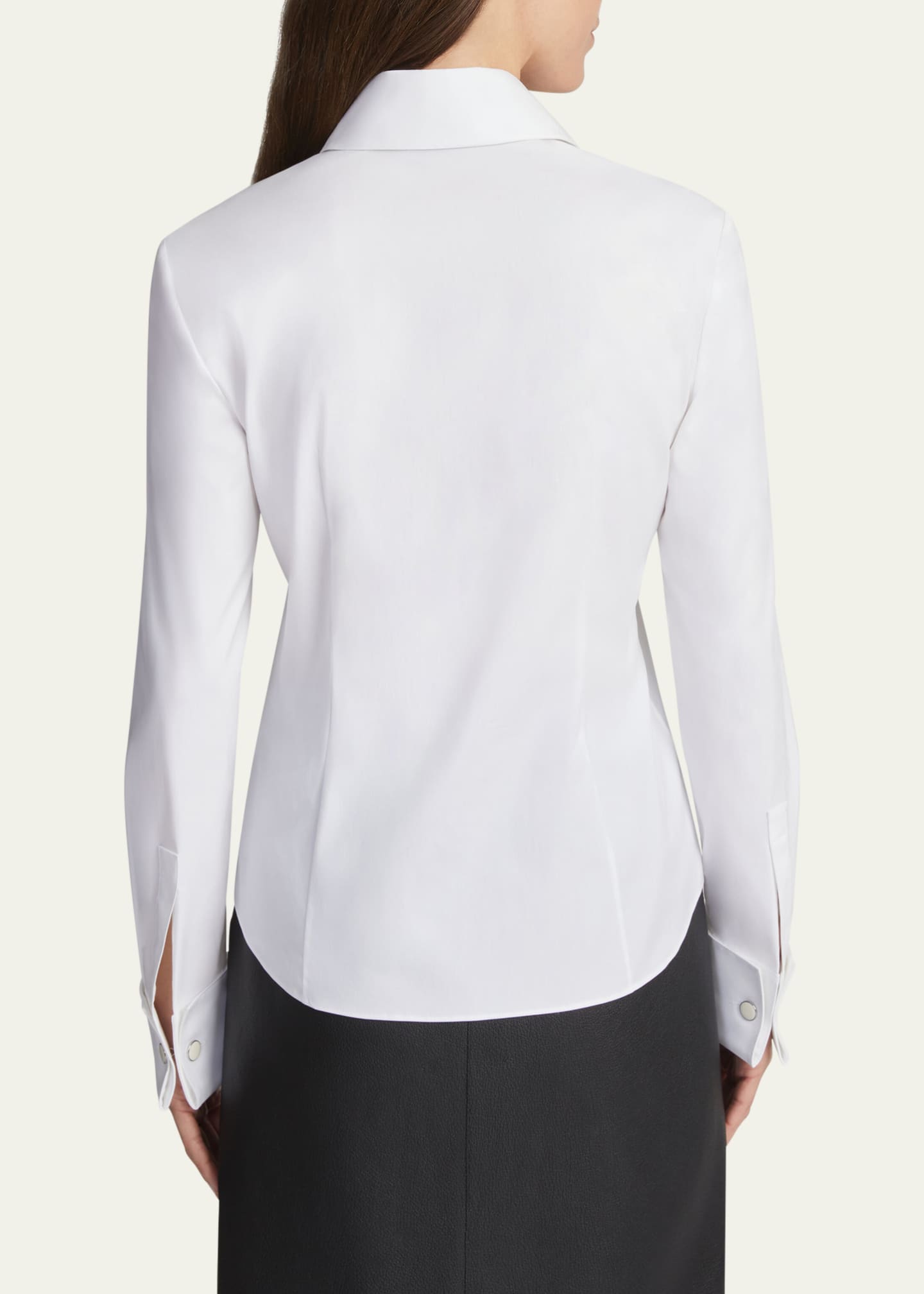 Lafayette 148 New York Snap-Front Stretch Cotton Blouse Image 3 of 4
