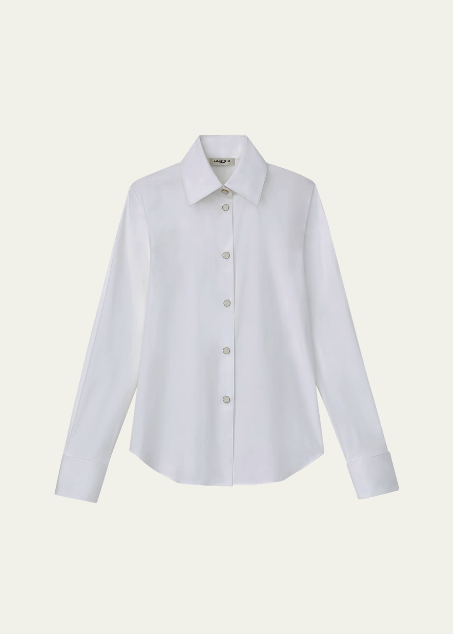 Lafayette 148 New York Snap-Front Stretch Cotton Blouse Image 1 of 4