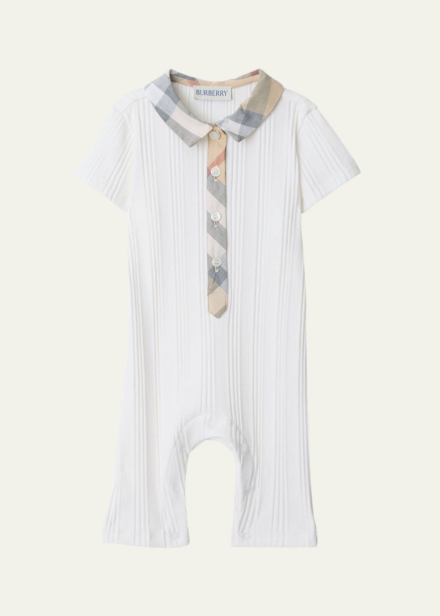 Burberry Boy's Jaxon Check Playsuit, Size 1M-18M Image 1 of 2