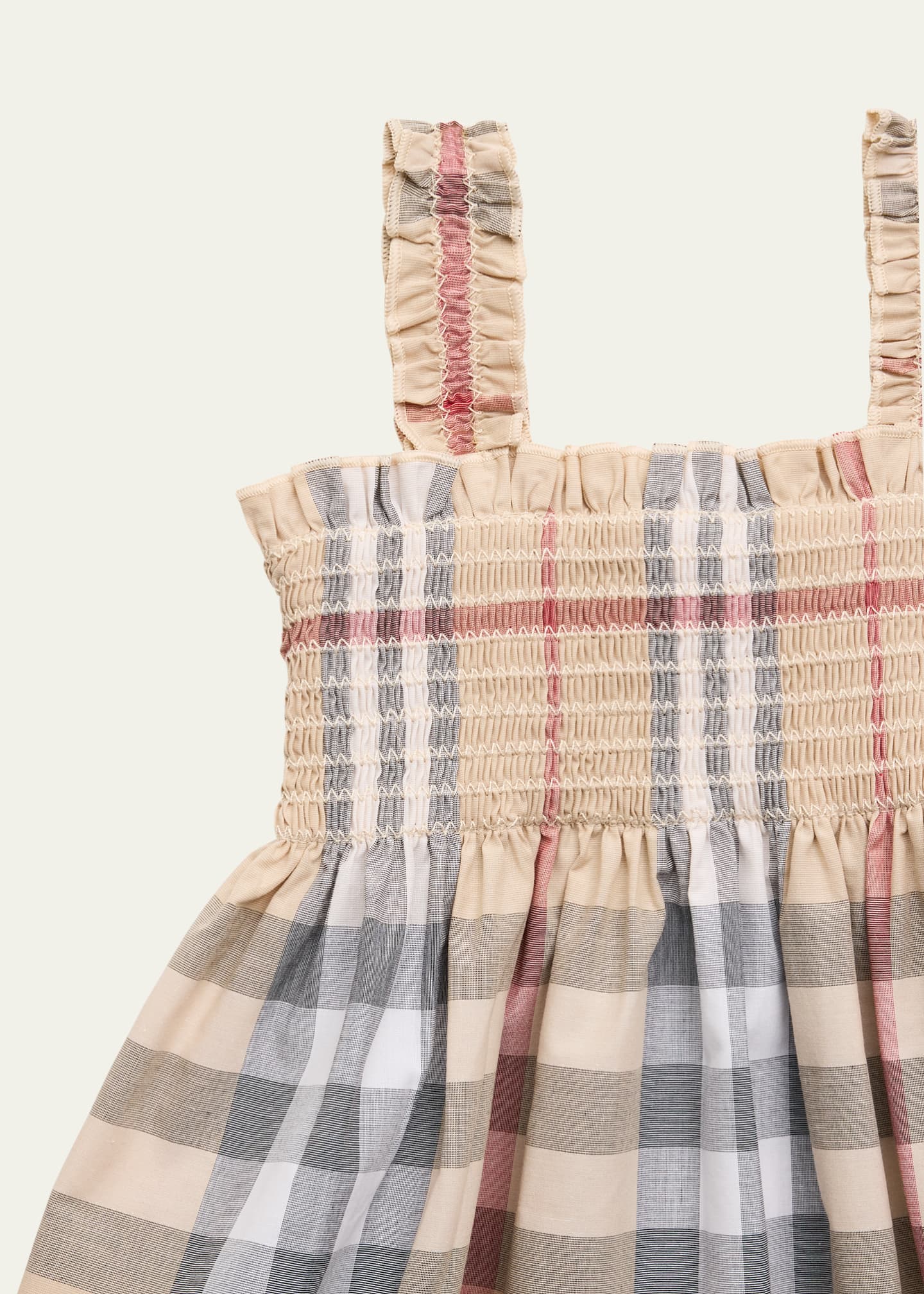 Burberry Girl's Tegan Check-Print Smocked Dress W/ Bloomers, Size 3M-18M Image 3 of 3