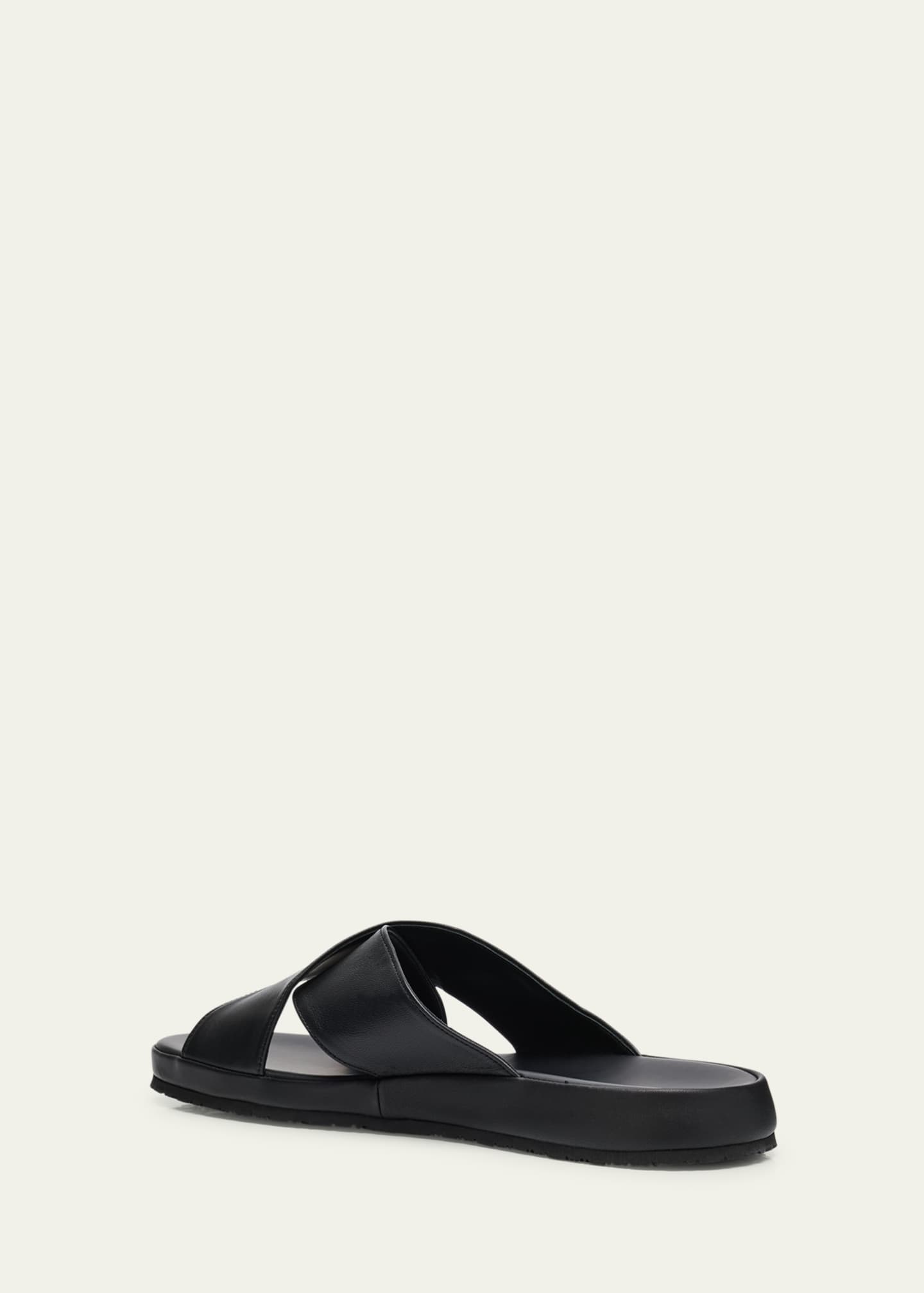 Bergdorf Goodman Men's Crisscross Napa Leather Slide Sandals Image 4 of 7