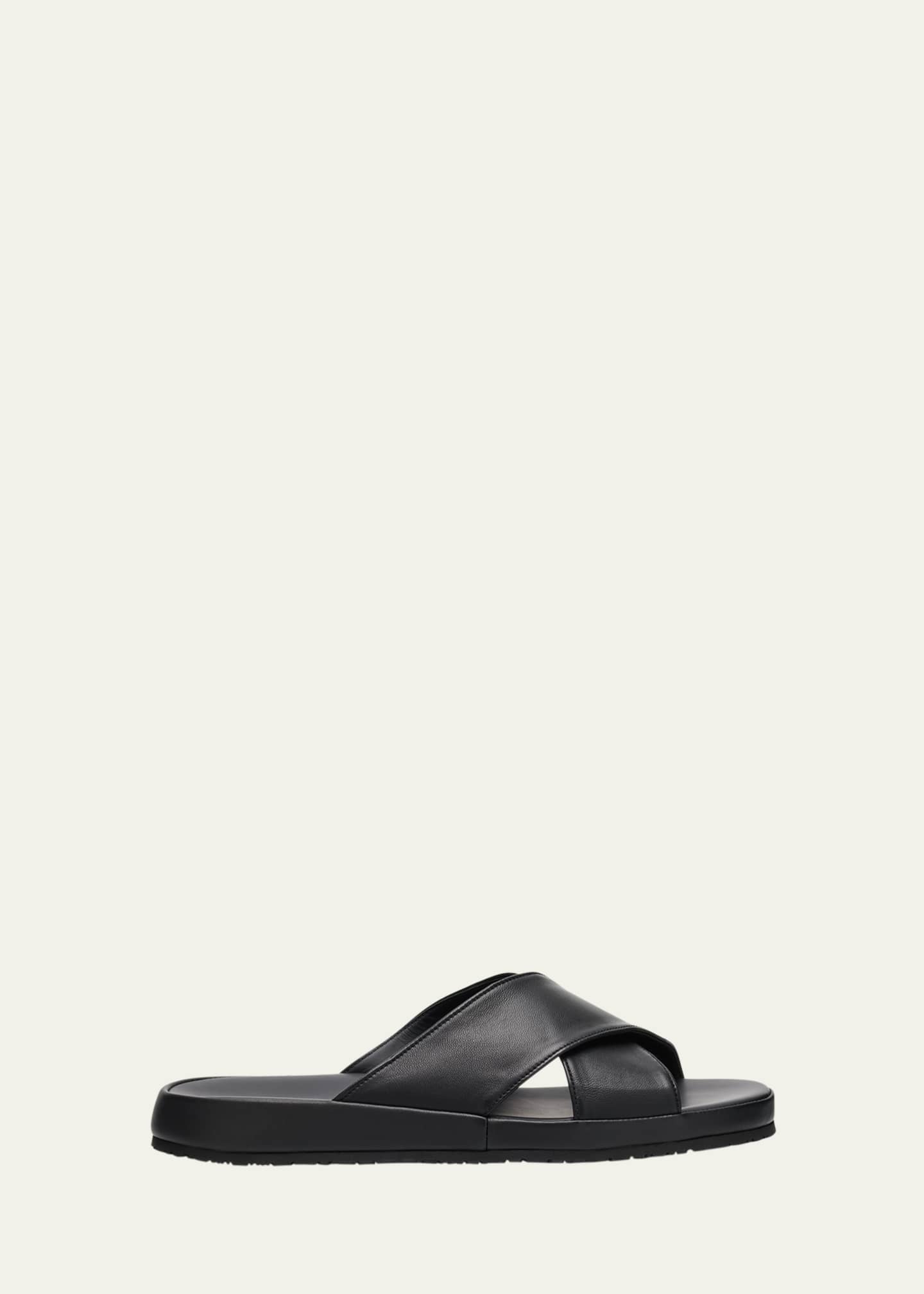 Bergdorf Goodman Men's Crisscross Napa Leather Slide Sandals Image 1 of 7