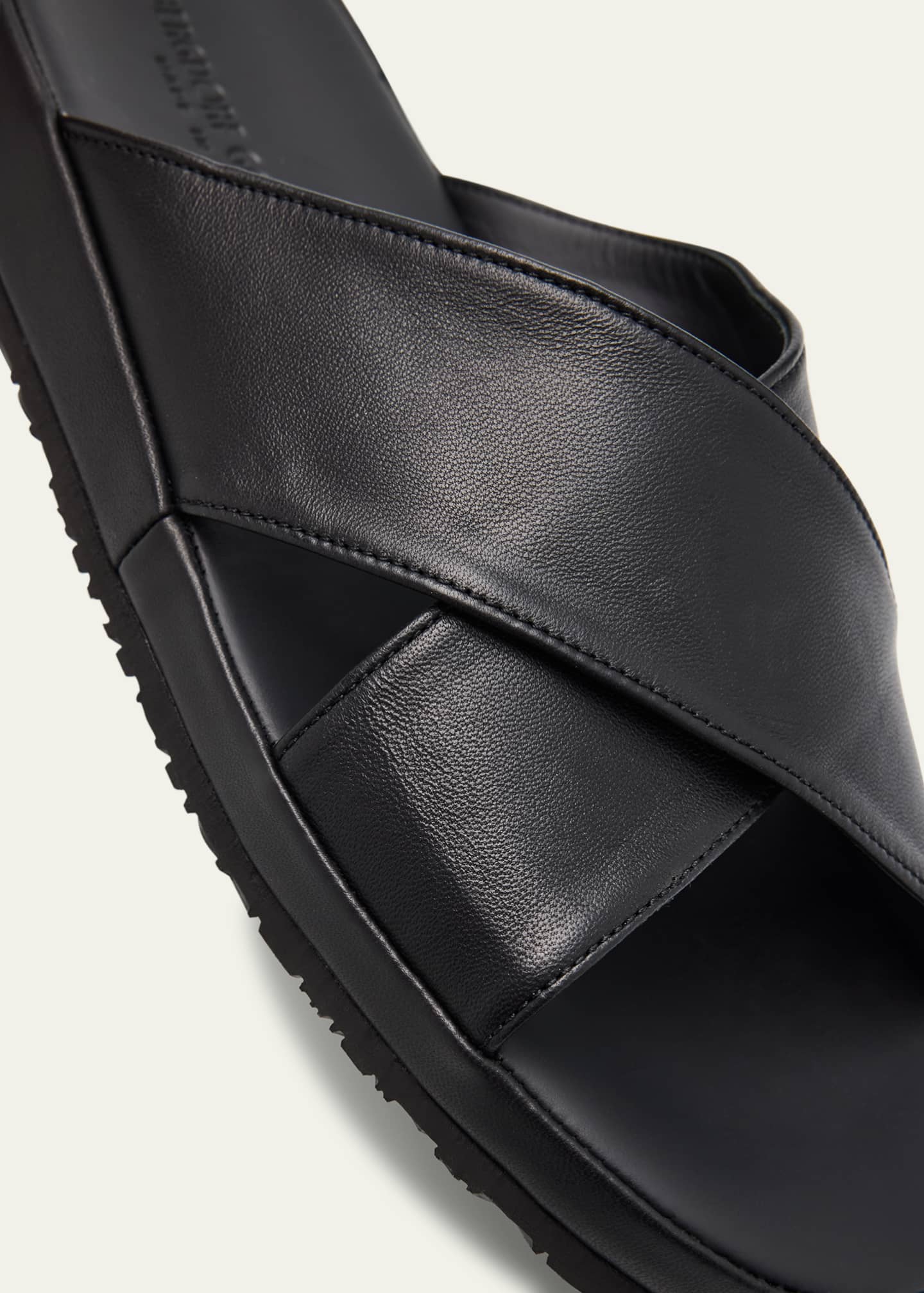 Bergdorf Goodman Men's Crisscross Napa Leather Slide Sandals Image 5 of 7