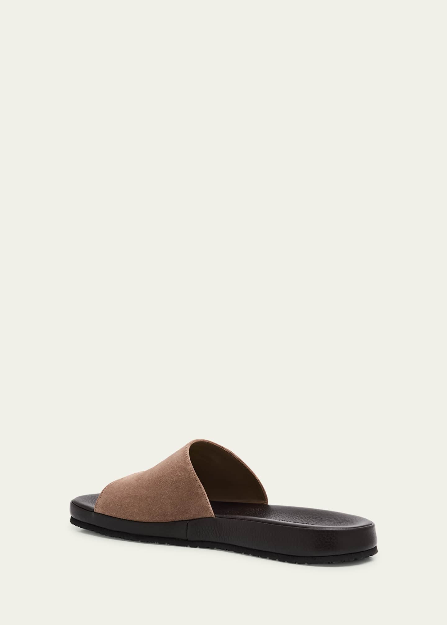 Bergdorf Goodman Men's Suede and Deerskin Slide Sandals Image 4 of 6