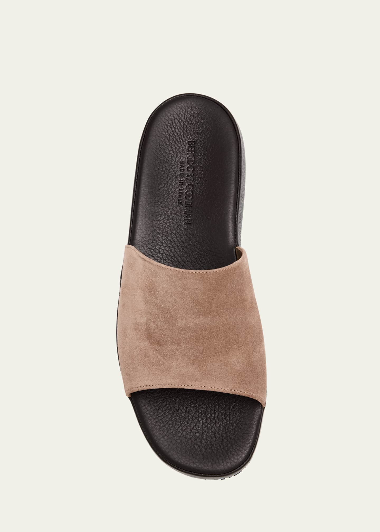 Bergdorf Goodman Men's Suede and Deerskin Slide Sandals Image 6 of 6