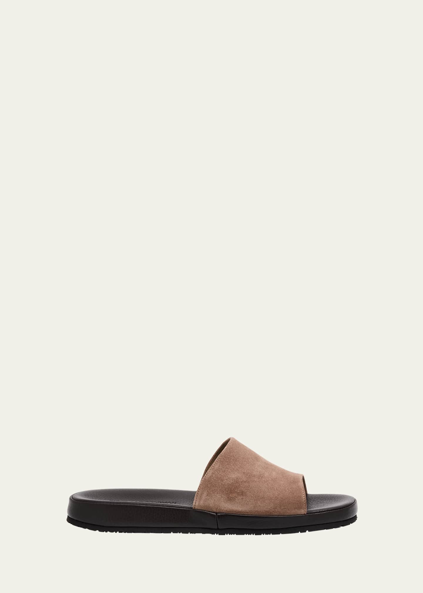 Bergdorf Goodman Men's Suede and Deerskin Slide Sandals Image 1 of 6