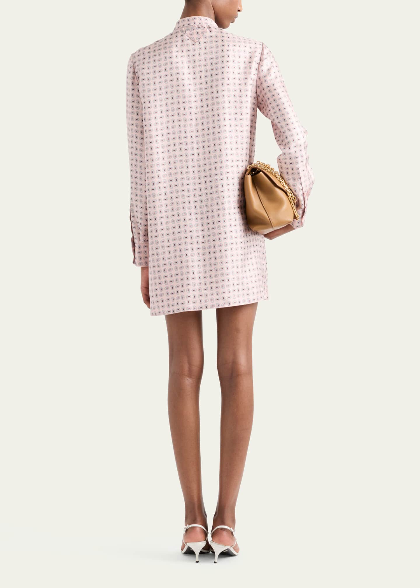 Prada Paisley Bow-Collar Silk Mini Dress Image 3 of 4