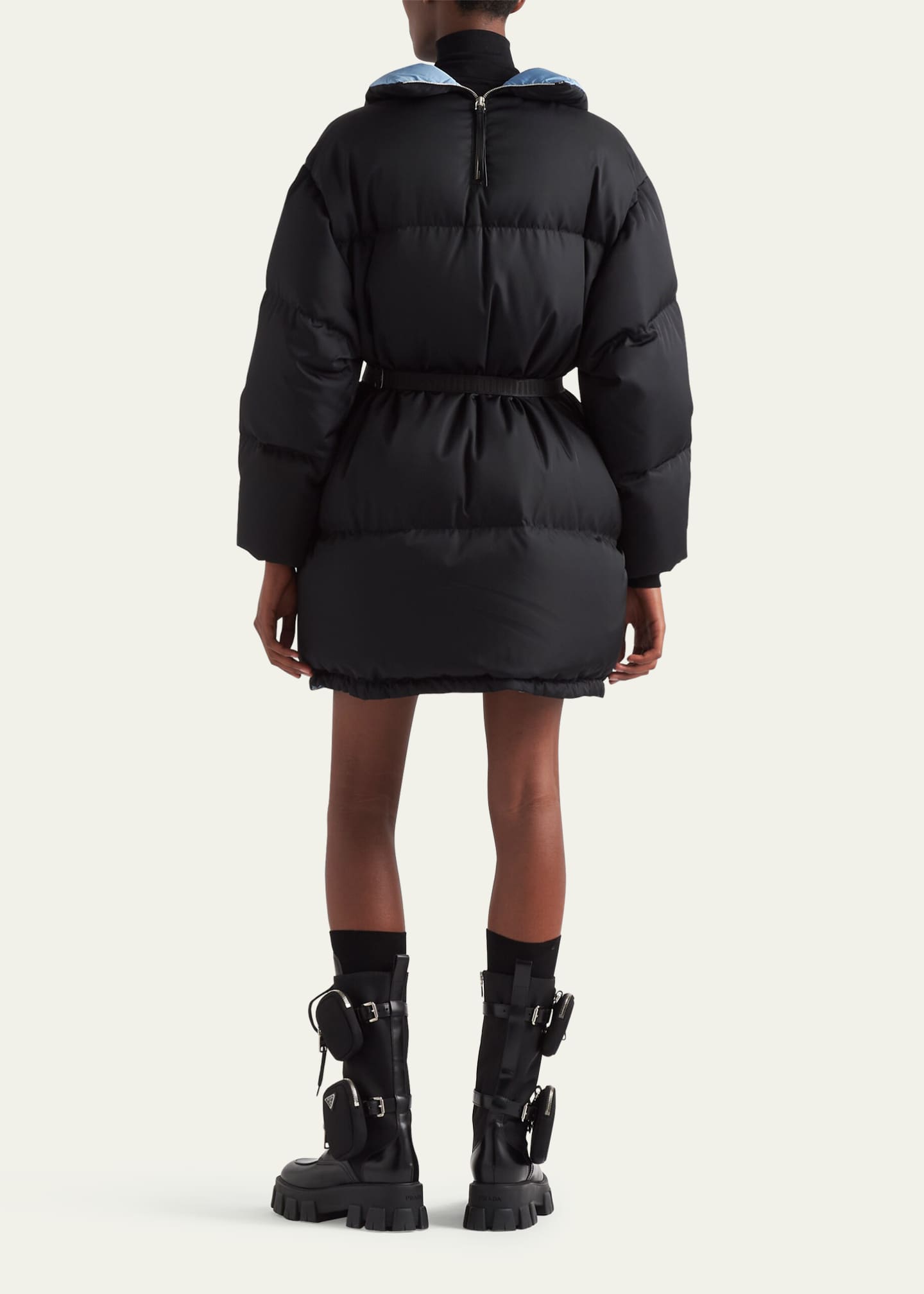 Prada Re-Nylon Gabardine Hooded Down Coat Image 3 of 4