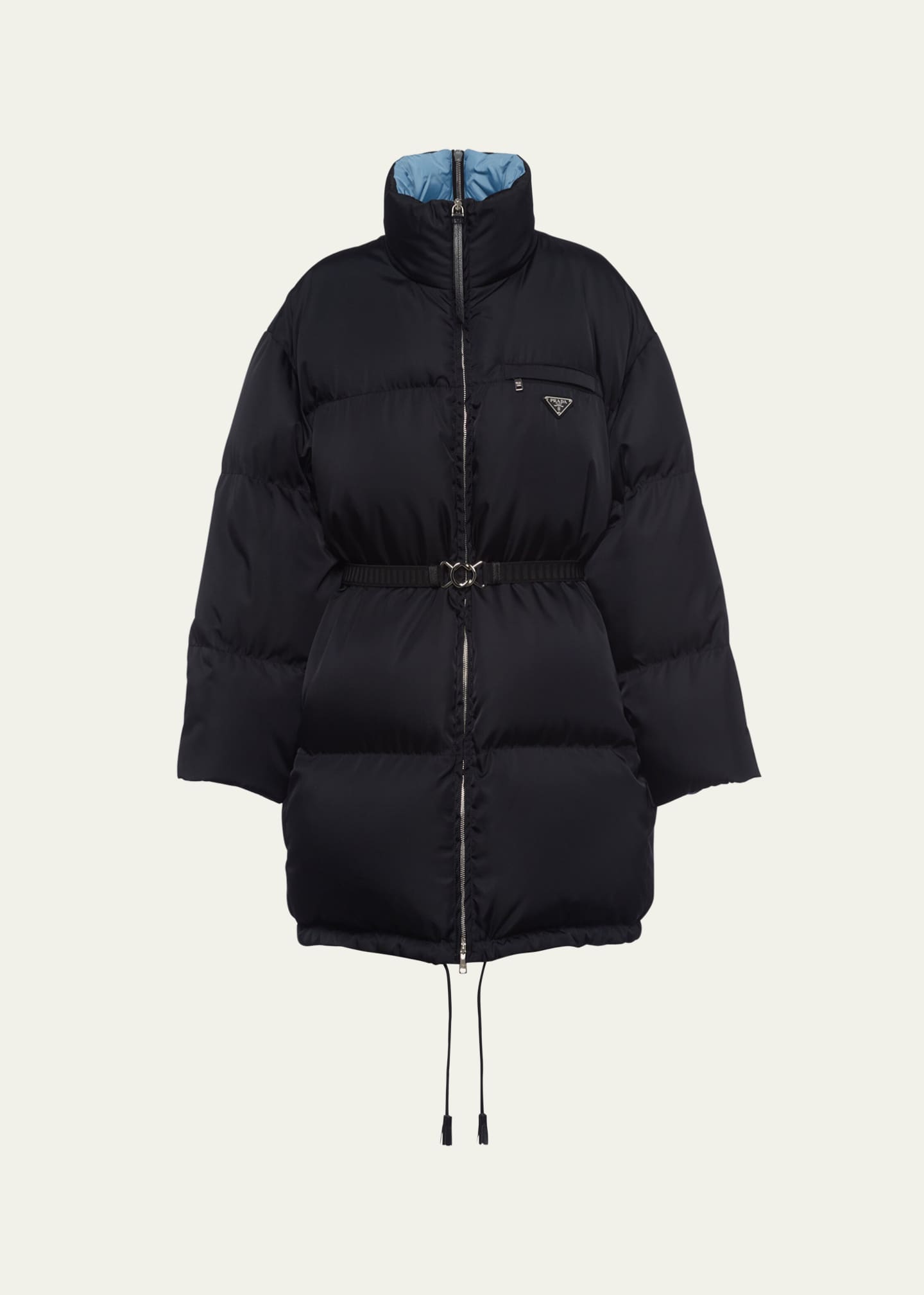Prada Re-Nylon Gabardine Hooded Down Coat Image 1 of 4