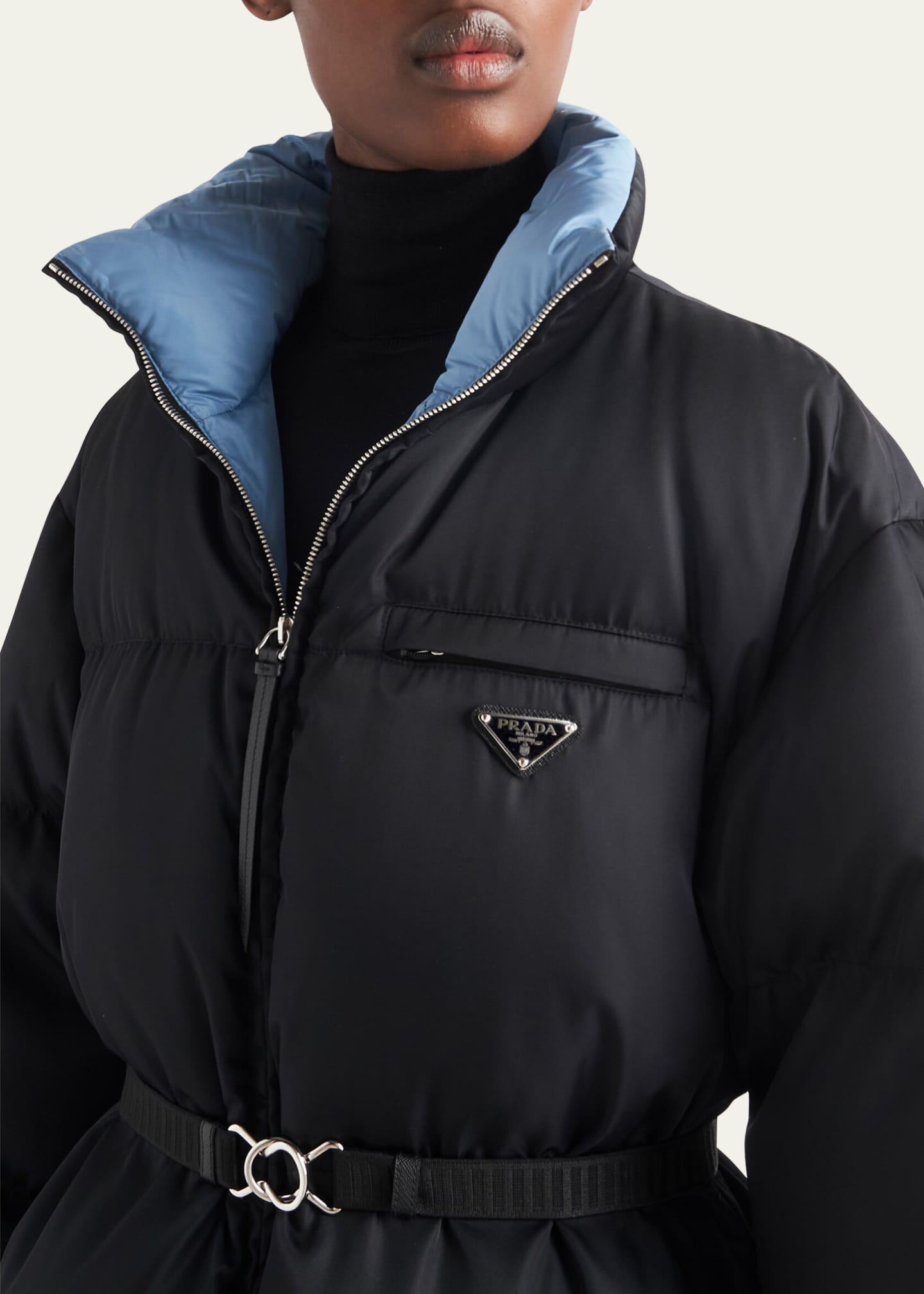 Prada Re-Nylon Gabardine Hooded Down Coat Image 4 of 4