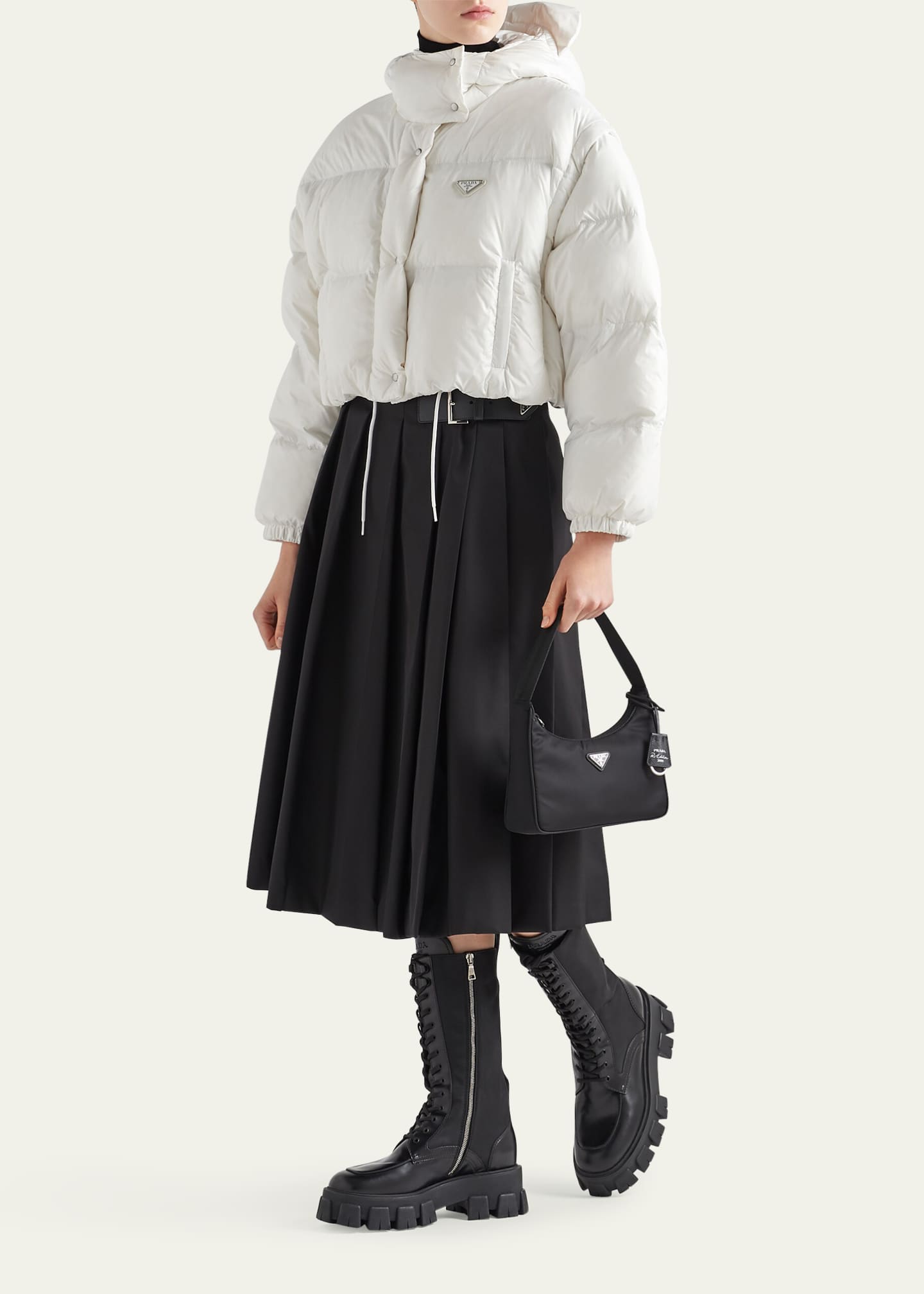 Prada Re-Nylon Cropped Convertible Down Jacket - Bergdorf