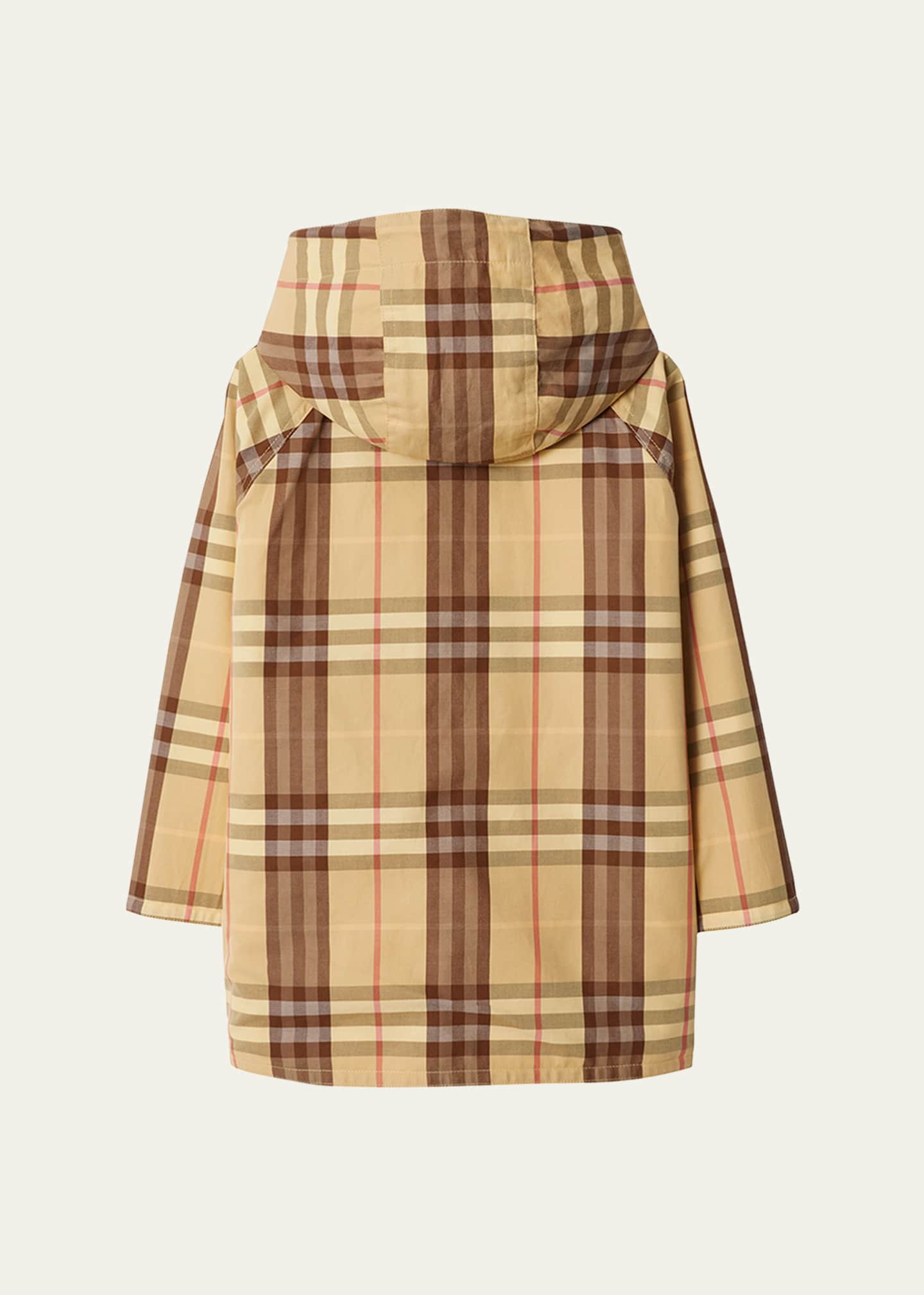 Boy's Emile Reversible Check-Print Raincoat, Size 3-14