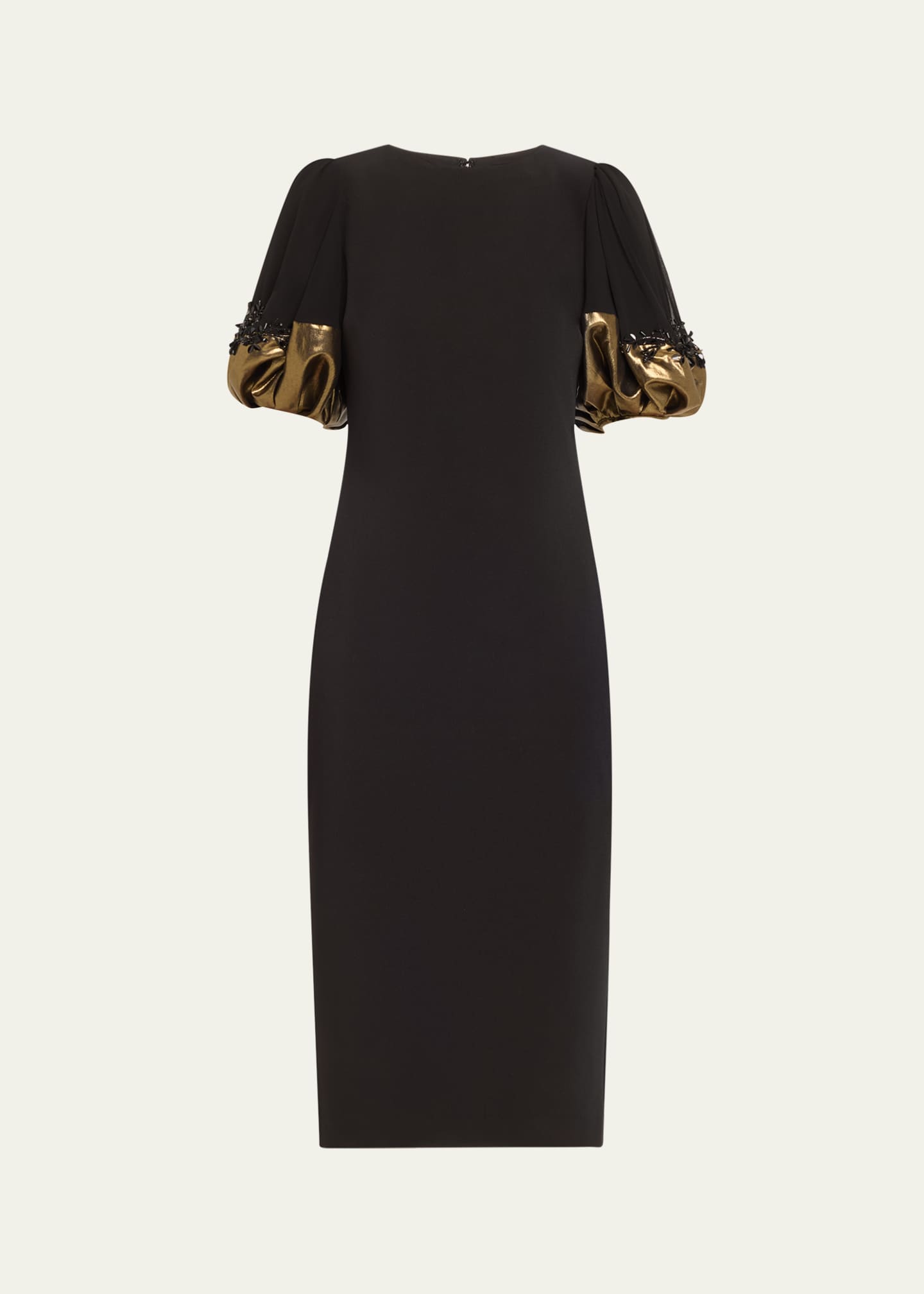 Badgley Mischka Collection Beaded Metallic-Cuff Midi Sheath Dress Image 1 of 5
