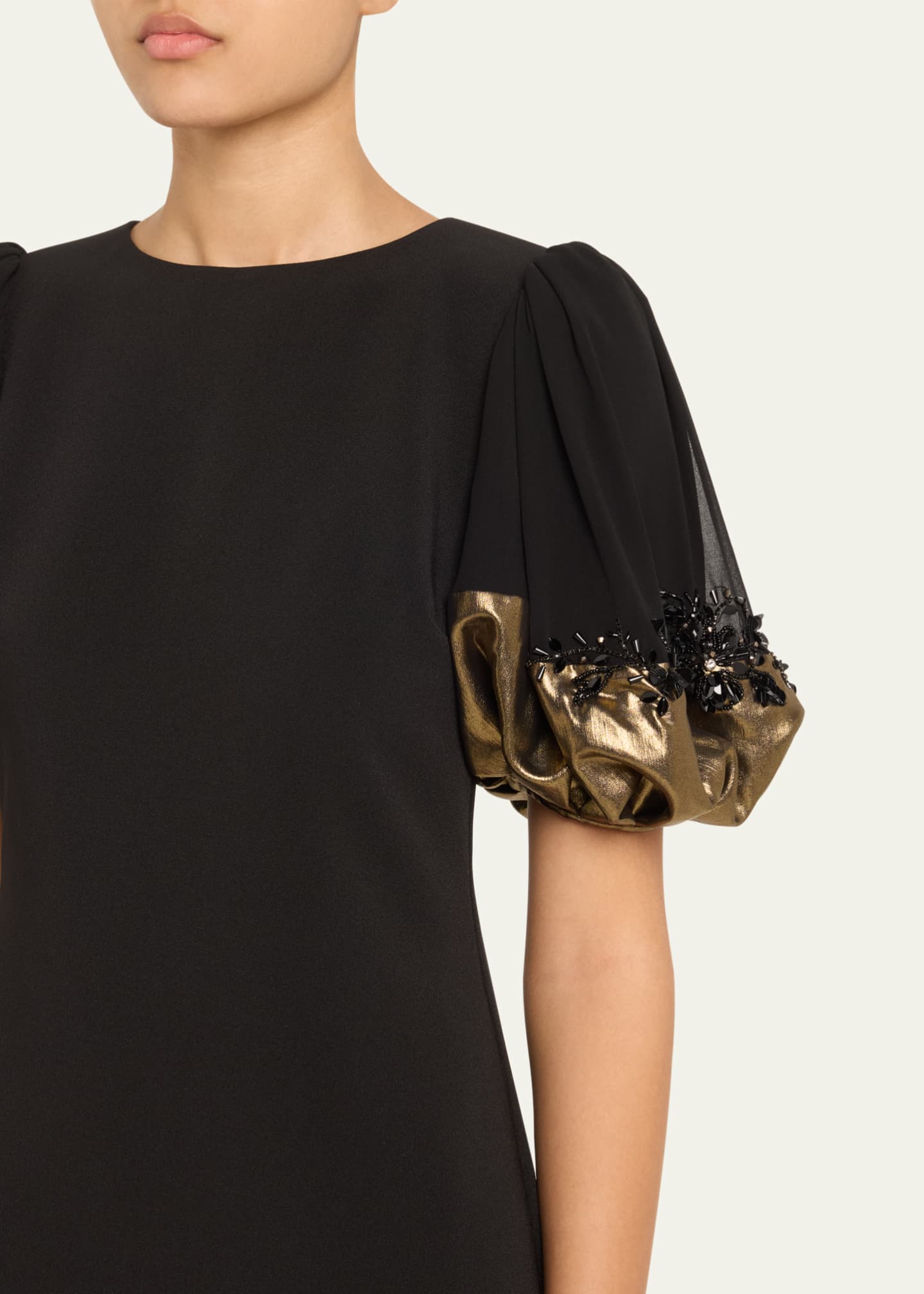 Badgley Mischka Collection Beaded Metallic-Cuff Midi Sheath Dress Image 5 of 5
