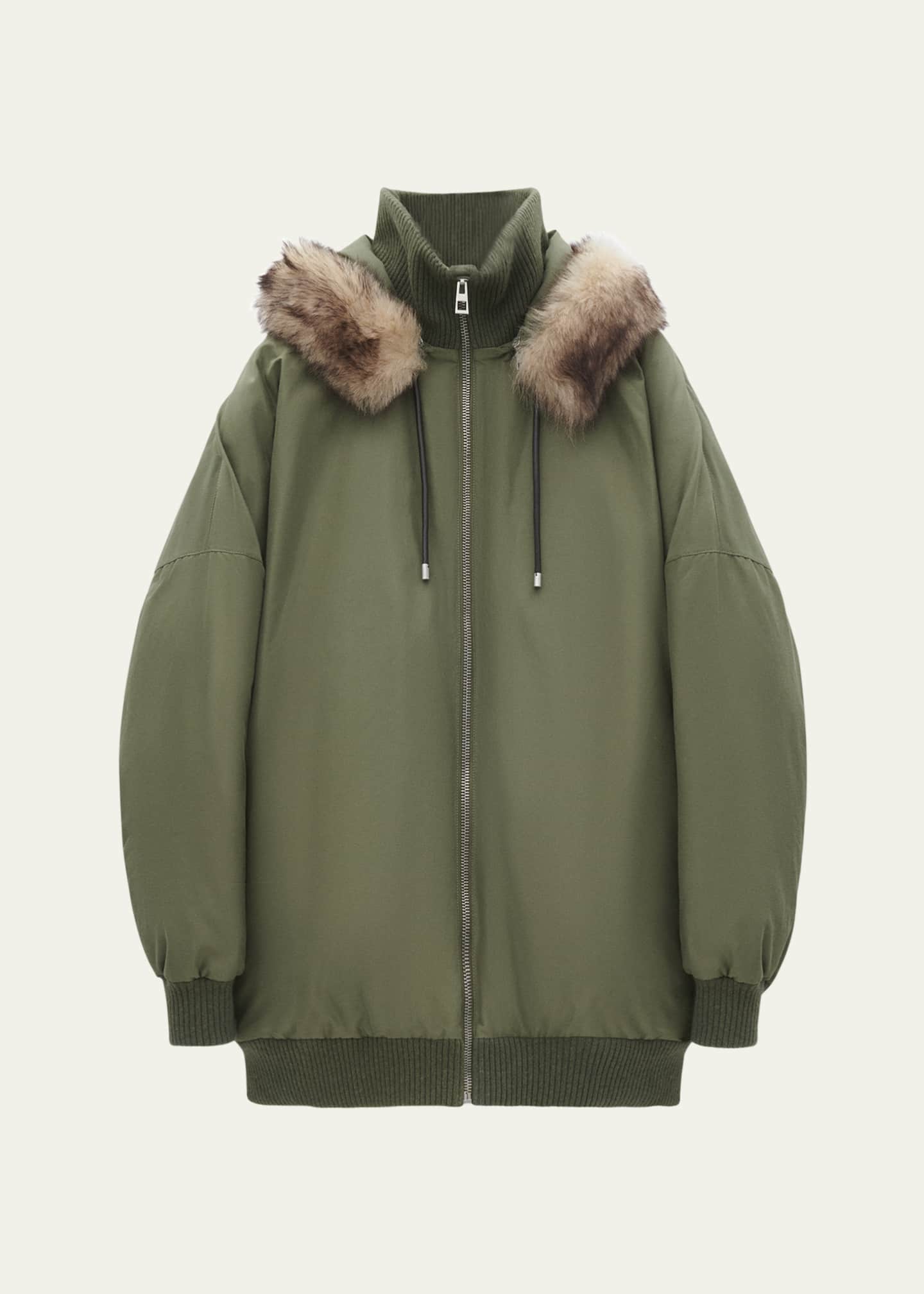 Loewe Men s Puffer Coat in Technical Cotton Green Long Coats