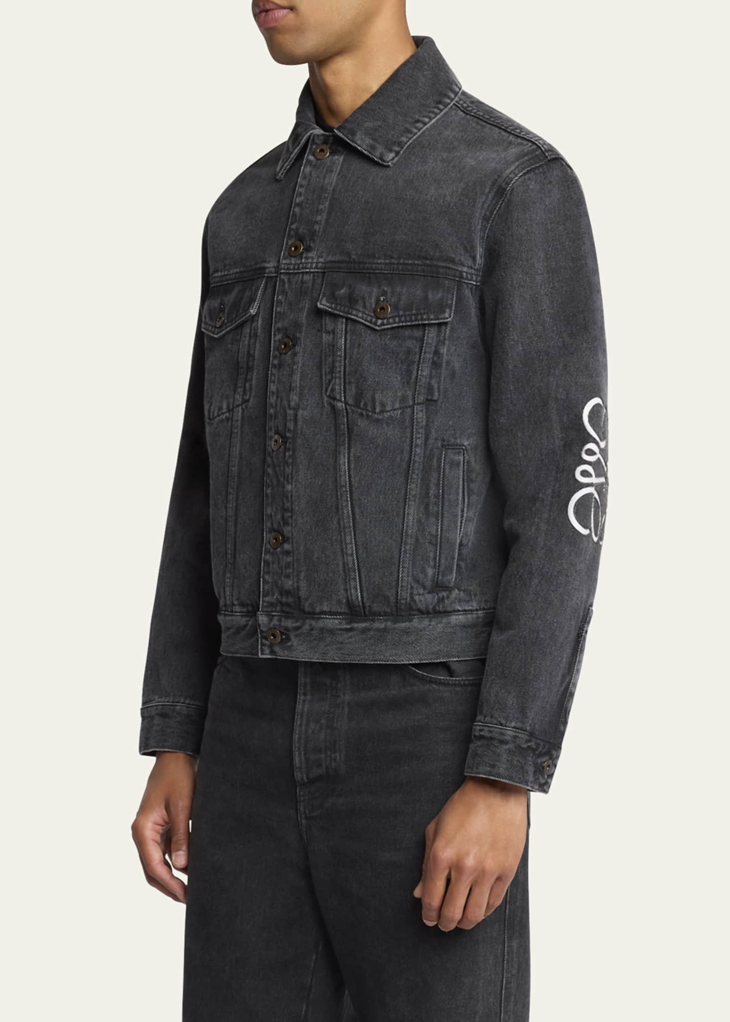 Loewe Men's Anagram Elbow Trucker Jacket Image 4 of 5