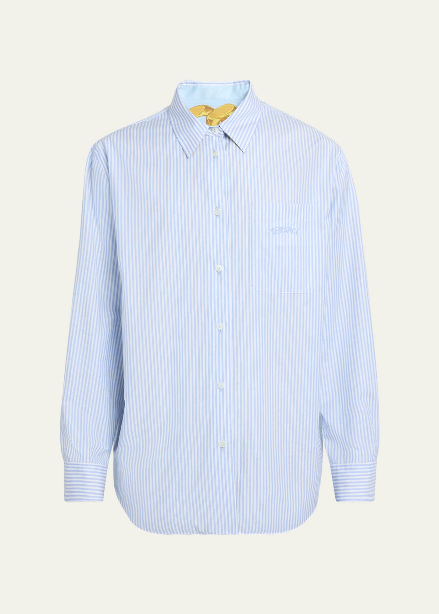Versace Men's Medusa Chain and Stripe Reversible Sport Shirt Image 1 of 5