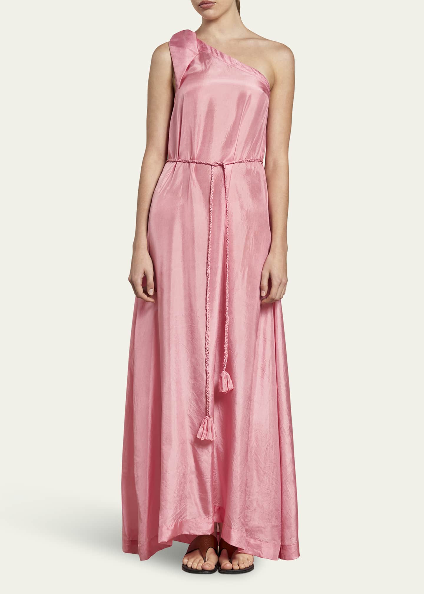 Helena One-Shoulder Silk Gown - Thumbnail 2