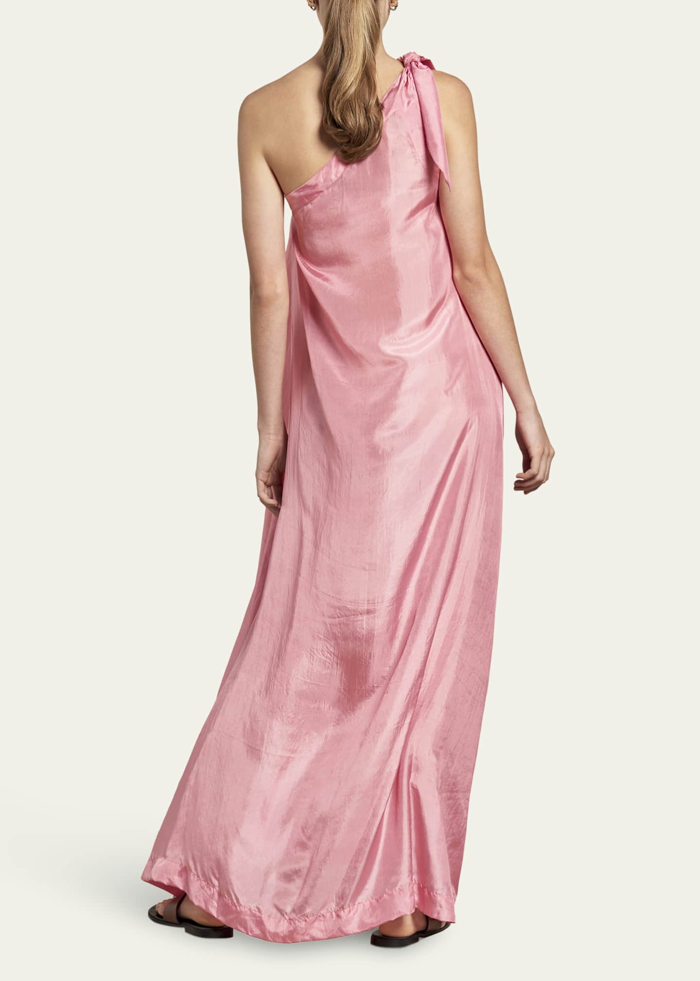 Helena One-Shoulder Silk Gown - Thumbnail 3