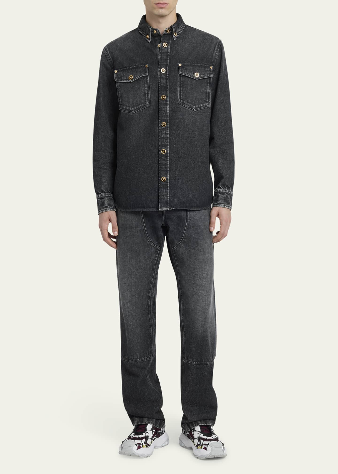 Versace Men's Stonewashed Denim Overshirt Image 2 of 5