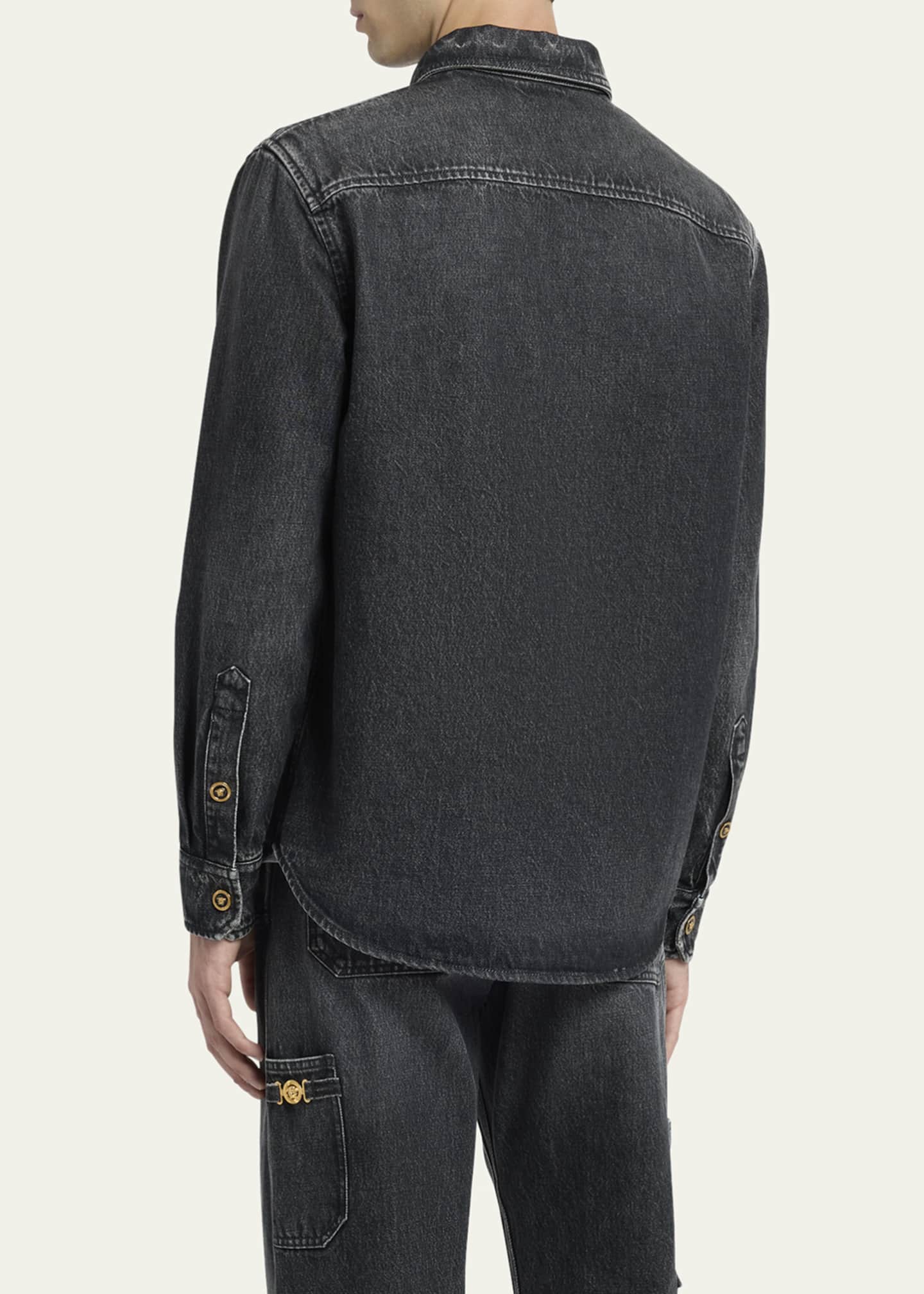 Versace Men's Stonewashed Denim Overshirt Image 3 of 5