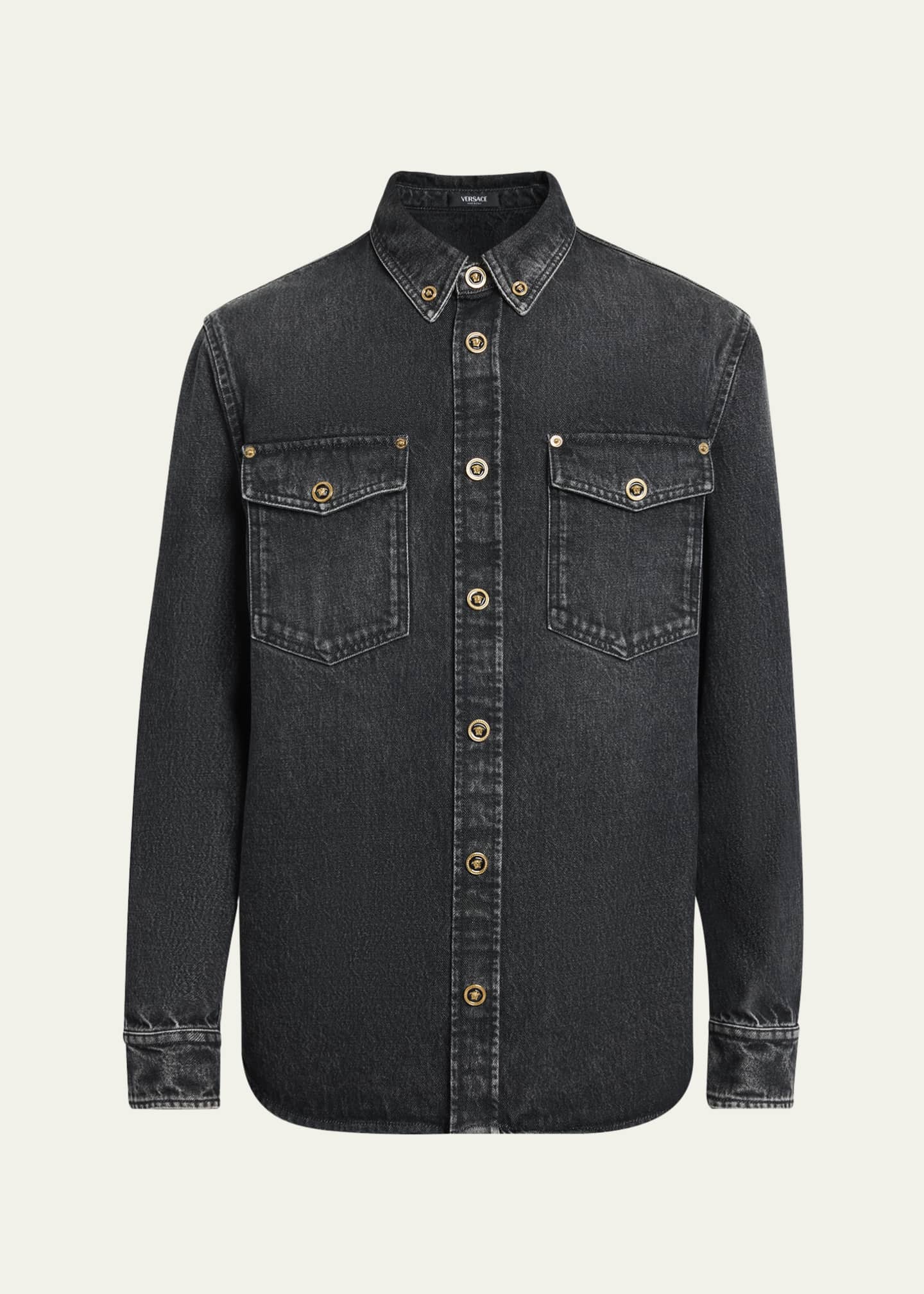 Versace Men's Stonewashed Denim Overshirt Image 1 of 5