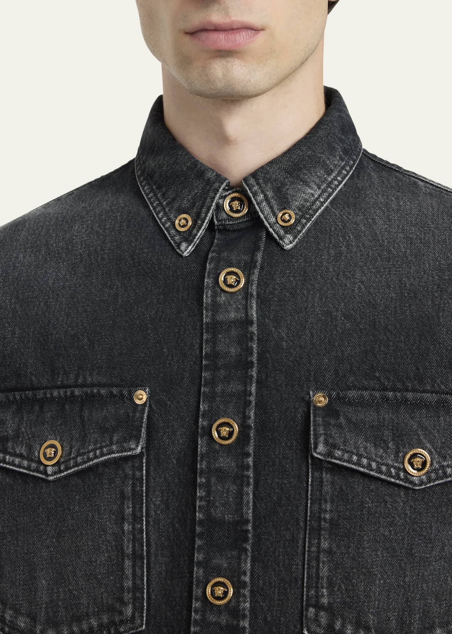 Versace Men's Stonewashed Denim Overshirt Image 5 of 5