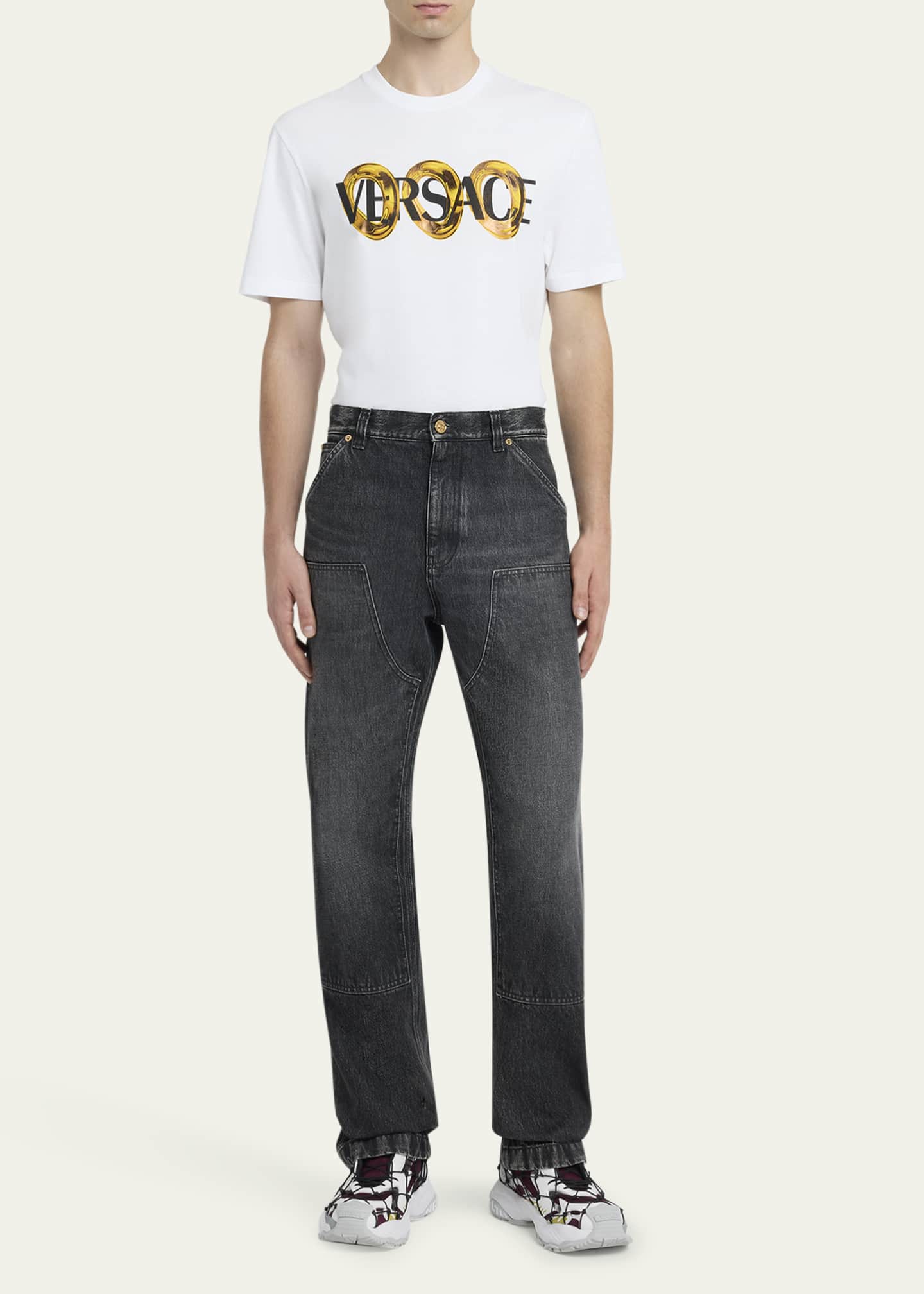 Versace Men's Stonewashed Denim Carpenter Pants Image 2 of 5