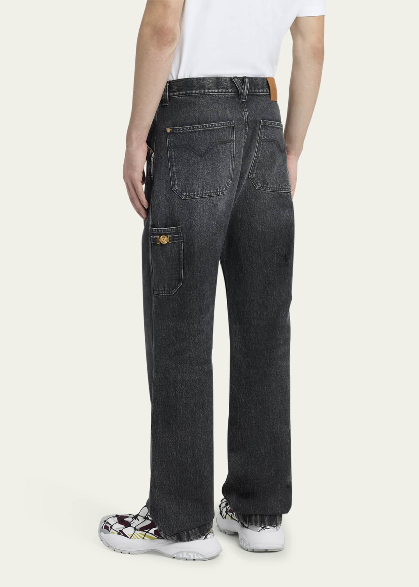 Versace Men's Stonewashed Denim Carpenter Pants Image 3 of 5