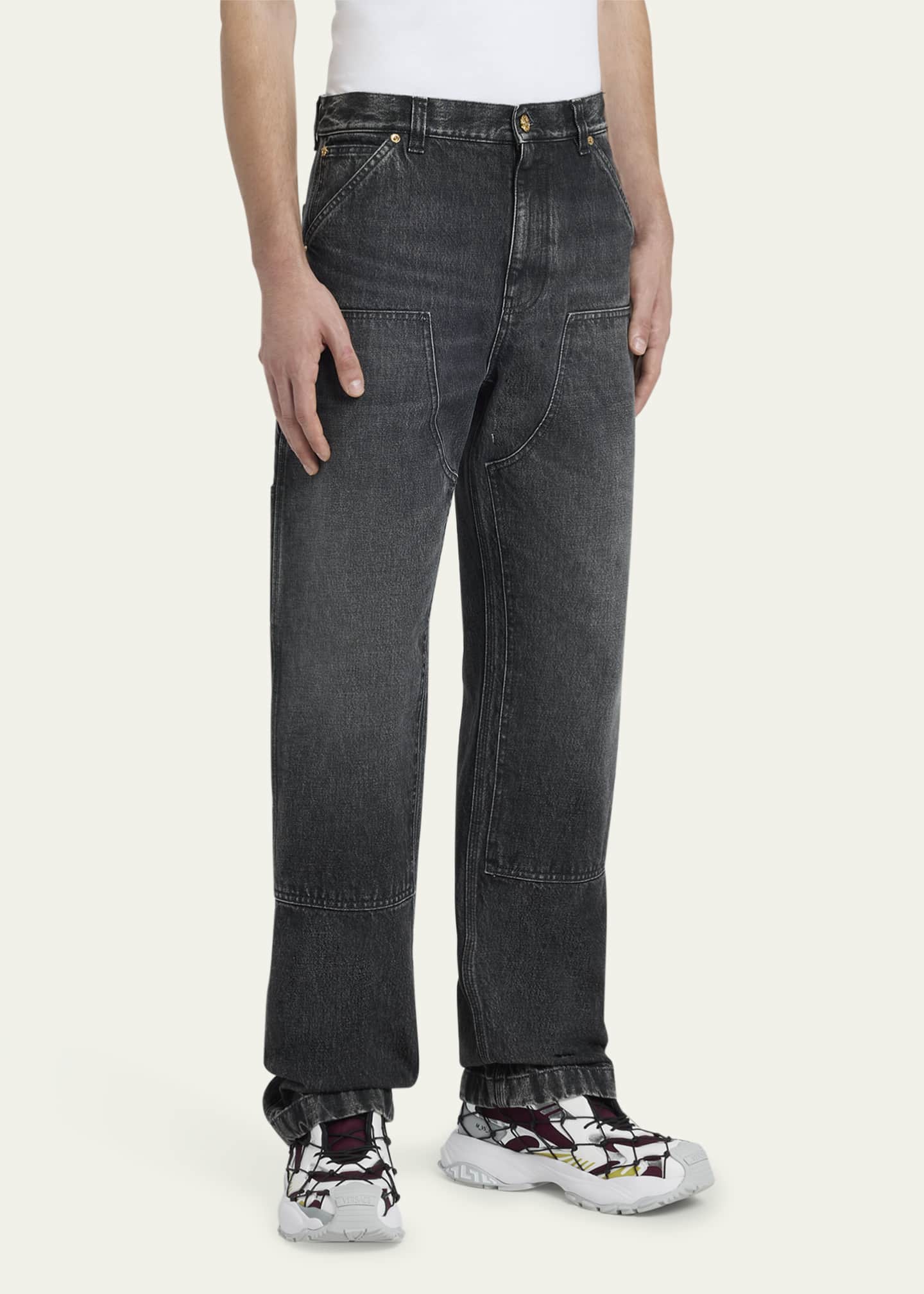 Versace Men's Stonewashed Denim Carpenter Pants Image 4 of 5