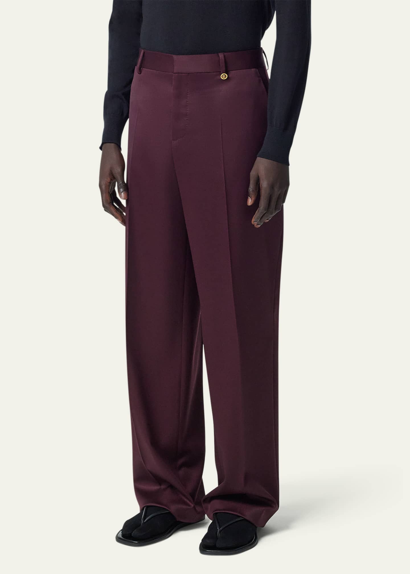 Men's Wool Wide-Leg Formal Pants - Thumbnail 2