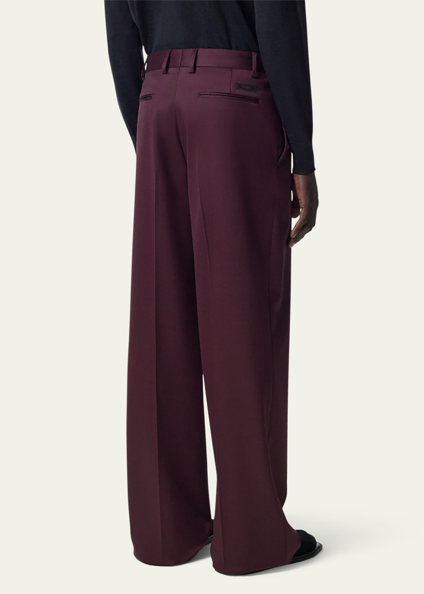 Men's Wool Wide-Leg Formal Pants - Thumbnail 3