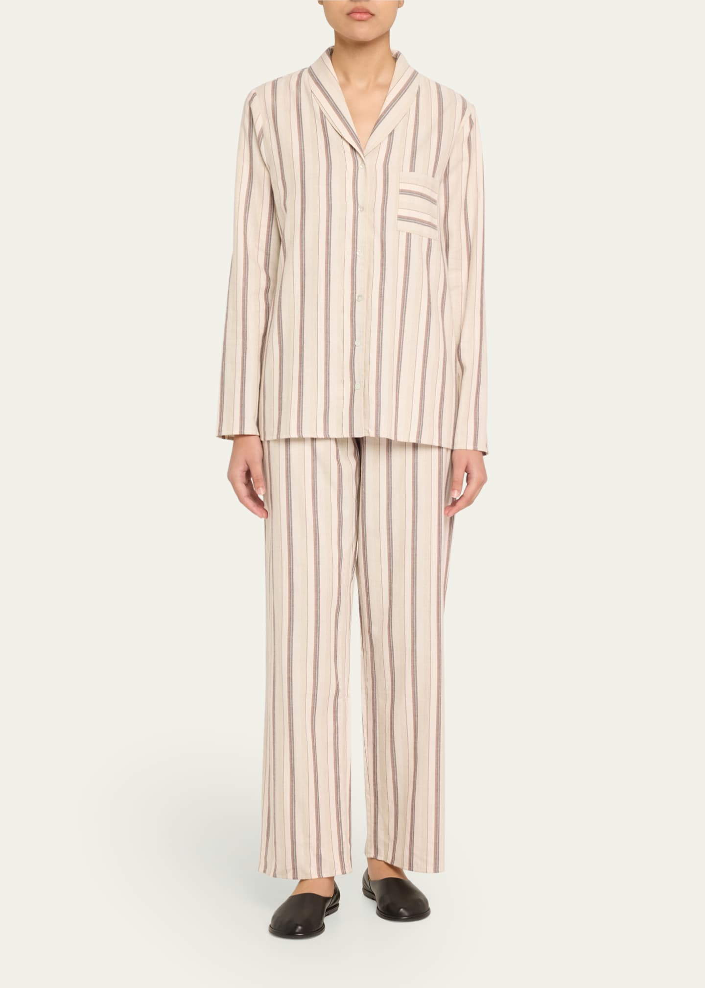Hanro Loungy Nights Striped Cotton Flannel Nightshirt Image 2 of 5