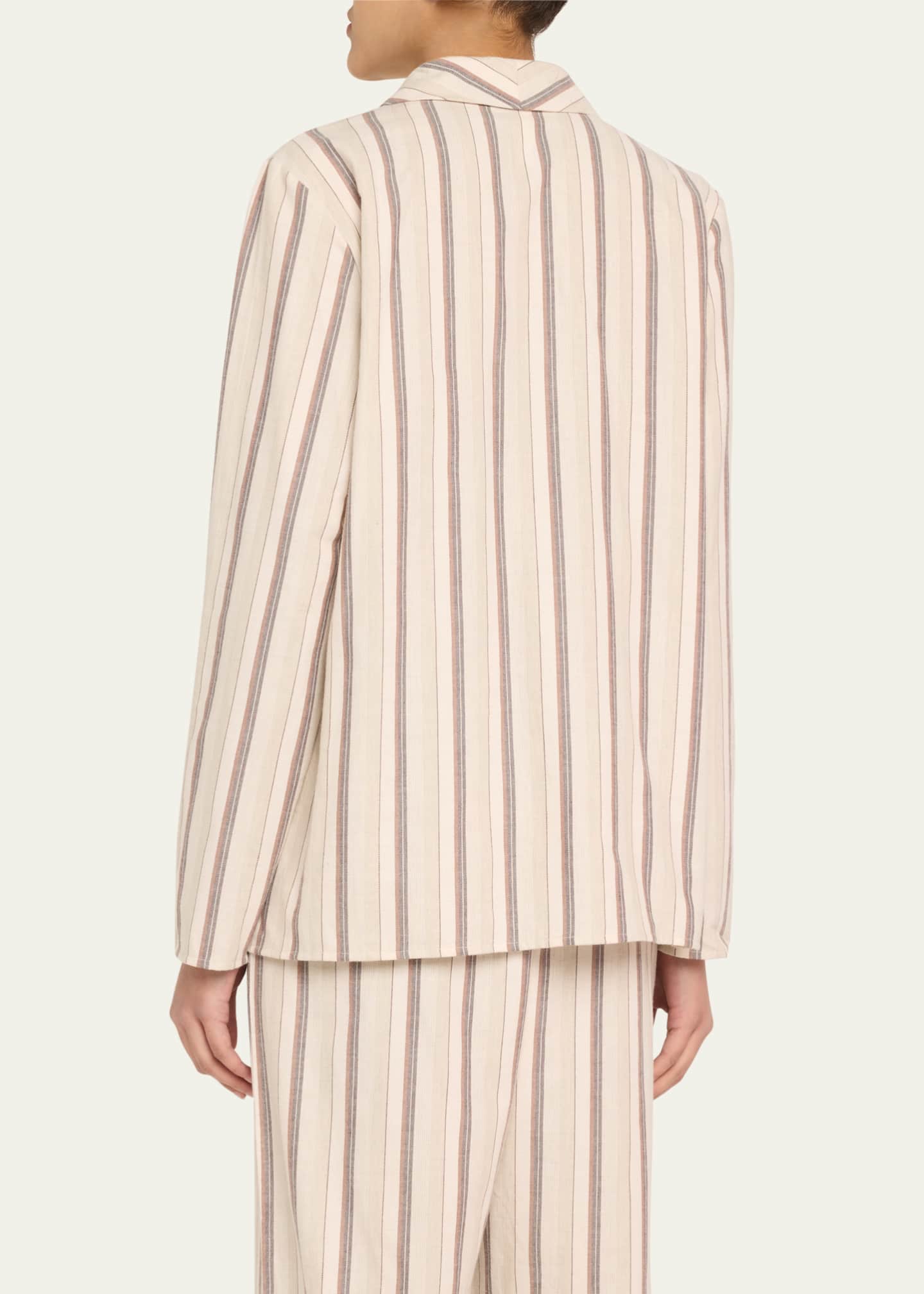 Hanro Loungy Nights Striped Cotton Flannel Nightshirt Image 3 of 5