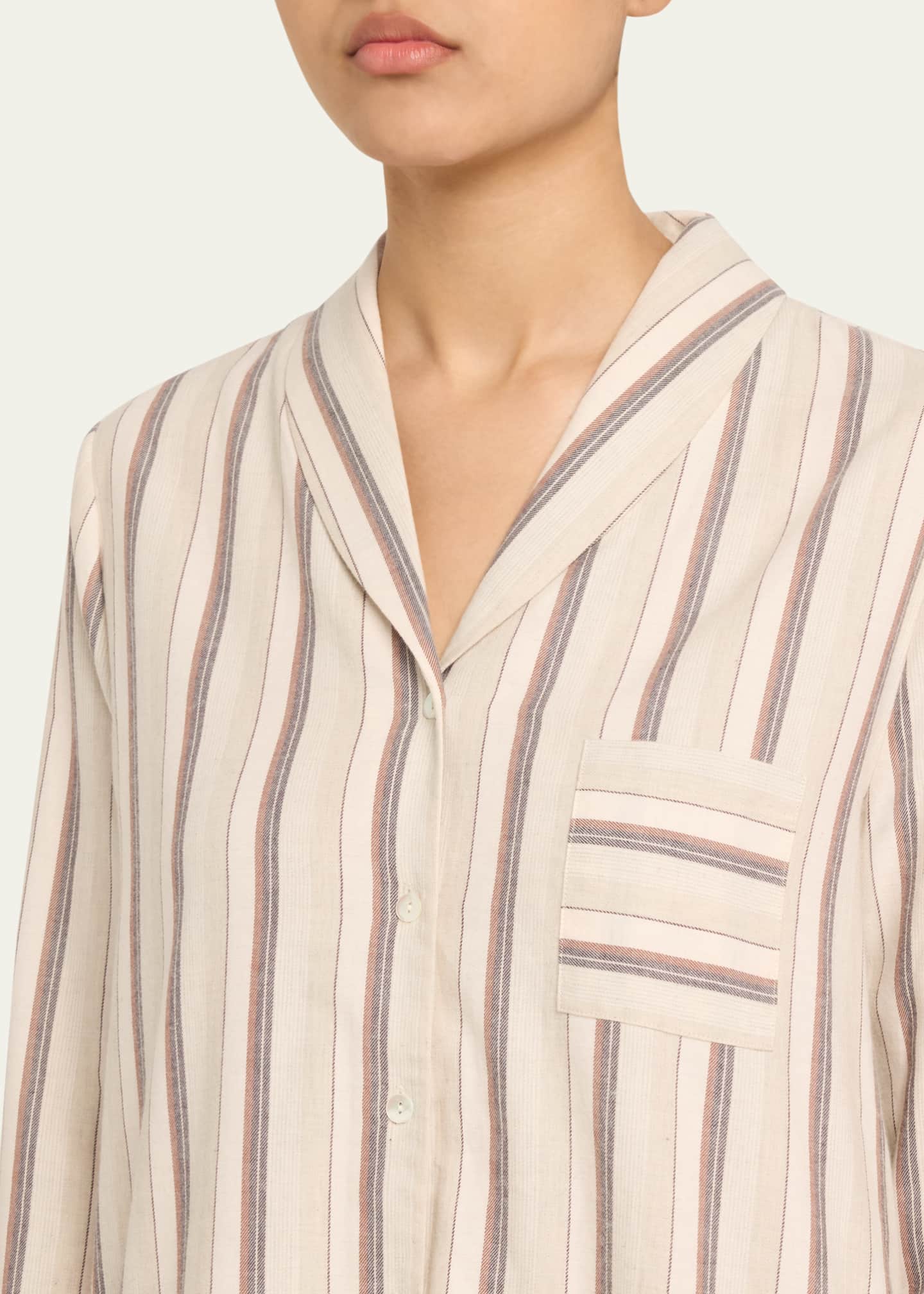 Hanro Loungy Nights Striped Cotton Flannel Nightshirt Image 5 of 5