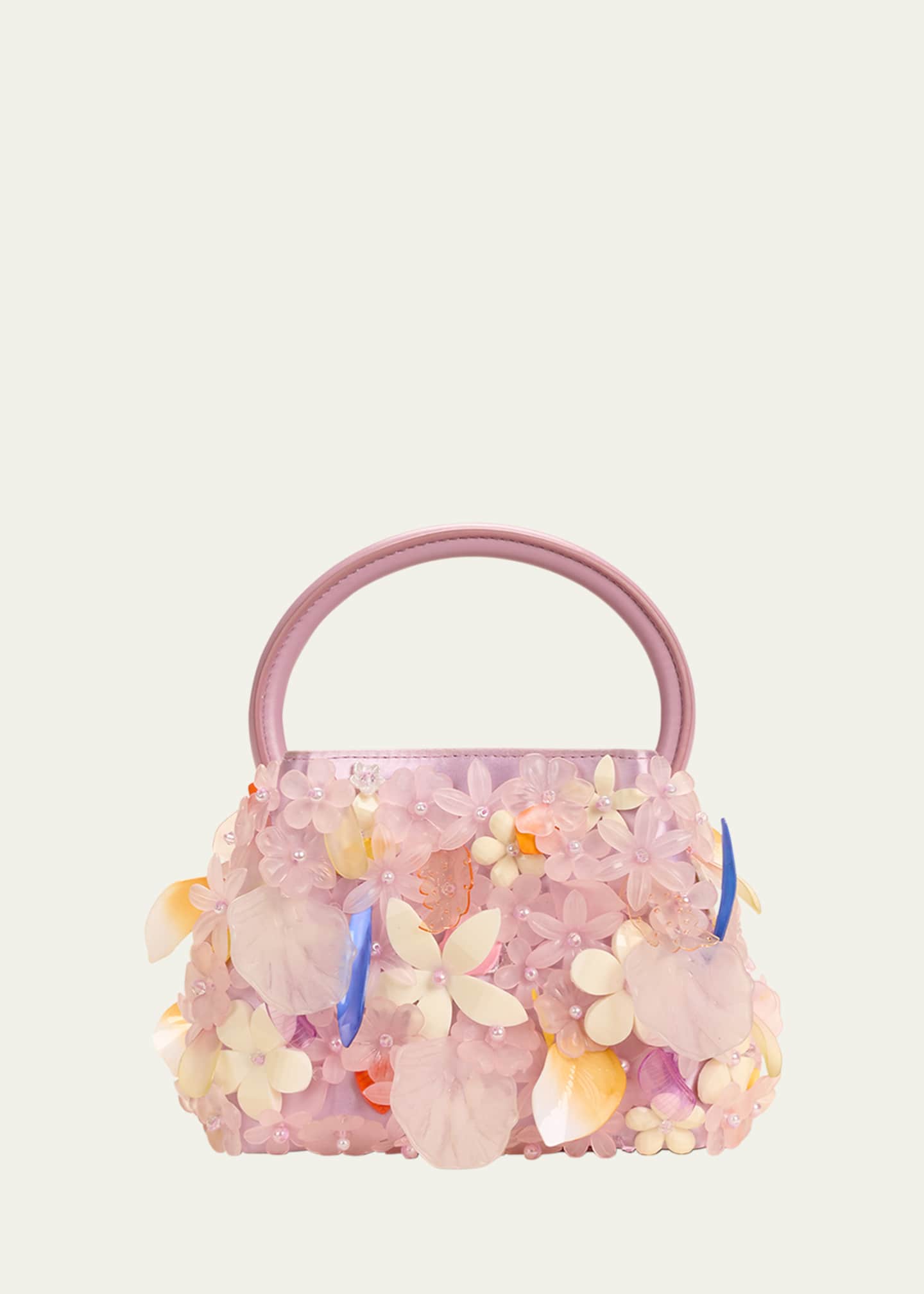 Cult Gaia Solene Mini Flower Metallic Top-Handle Bag
