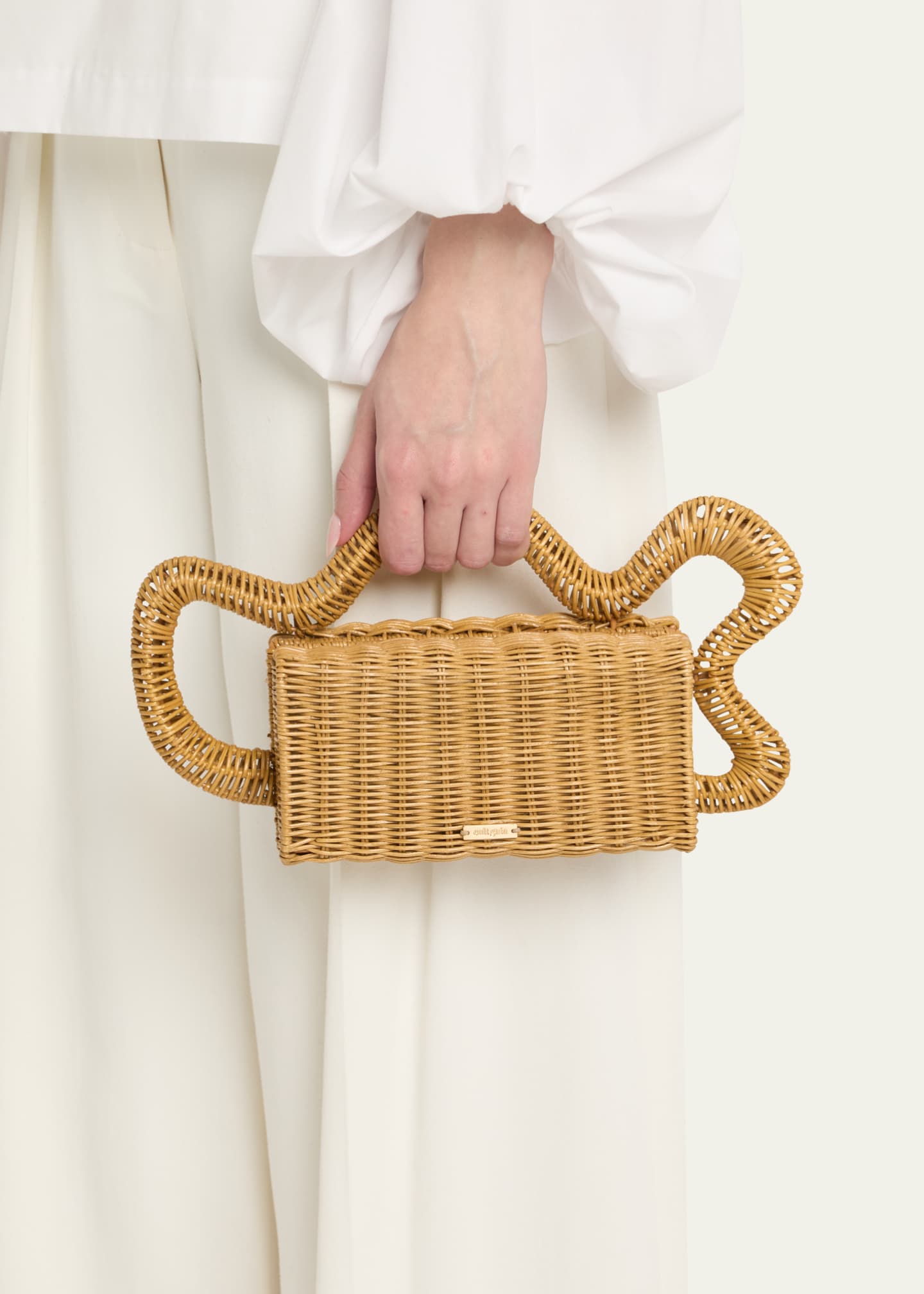 Cult Gaia Elsa Wavy Rattan Clutch Bag Image 2 of 6