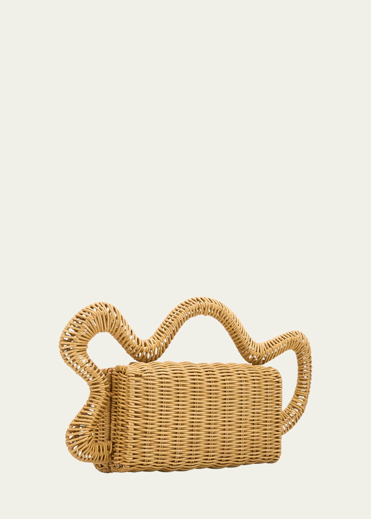 Cult Gaia Elsa Wavy Rattan Clutch Bag Image 3 of 6