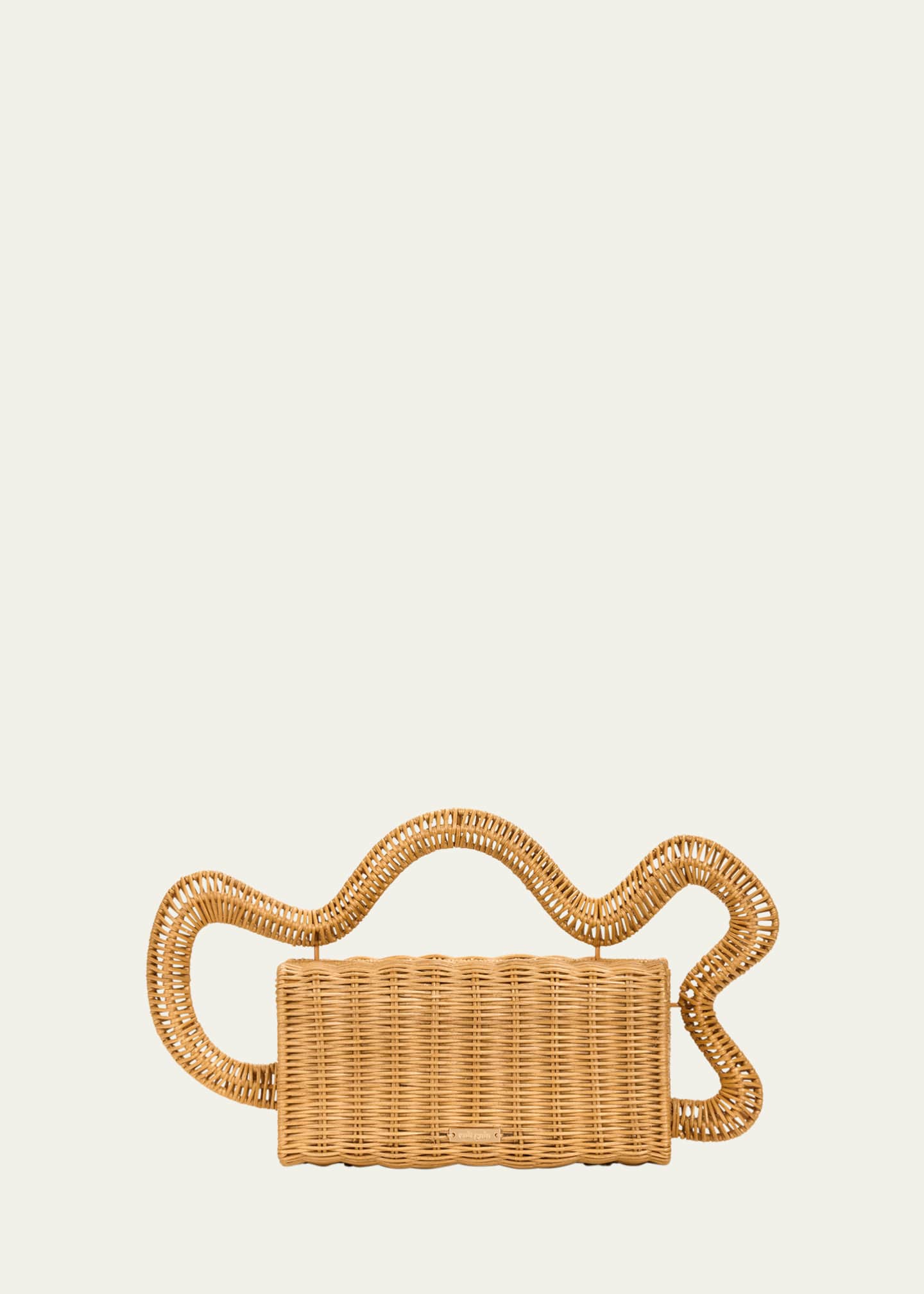 Cult Gaia Elsa Wavy Rattan Clutch Bag Image 1 of 6