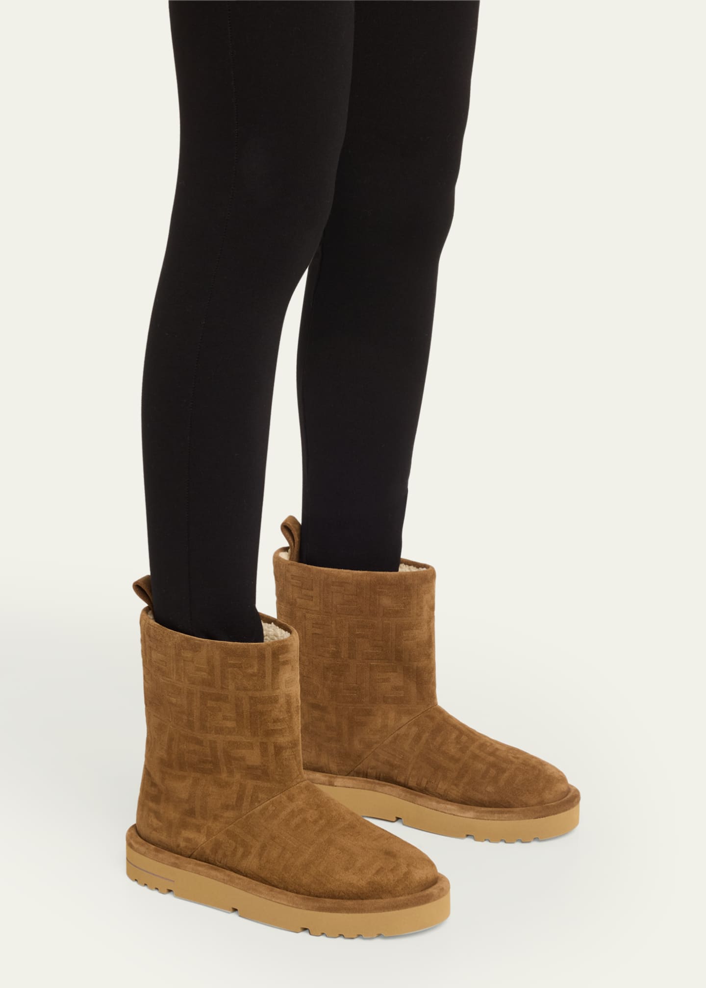 Fendi Shearling-Lined FF Embossed Leather Ski Boots Image 2 of 6