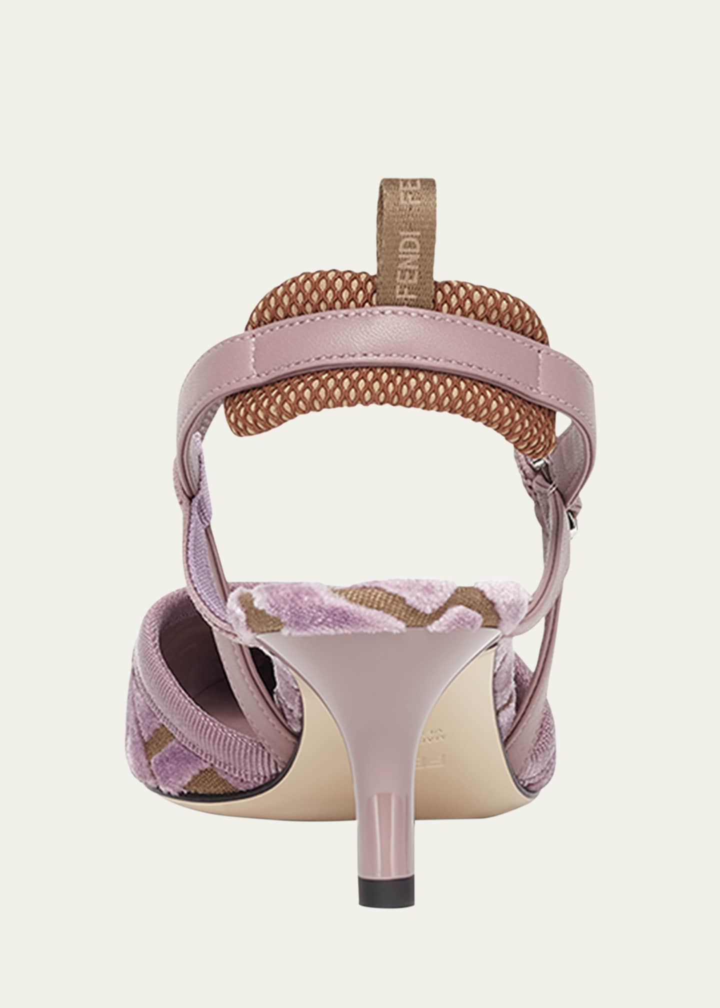 Fendi Colibri FF Tapestry Slingback Kitten-Heel Pumps Image 4 of 5