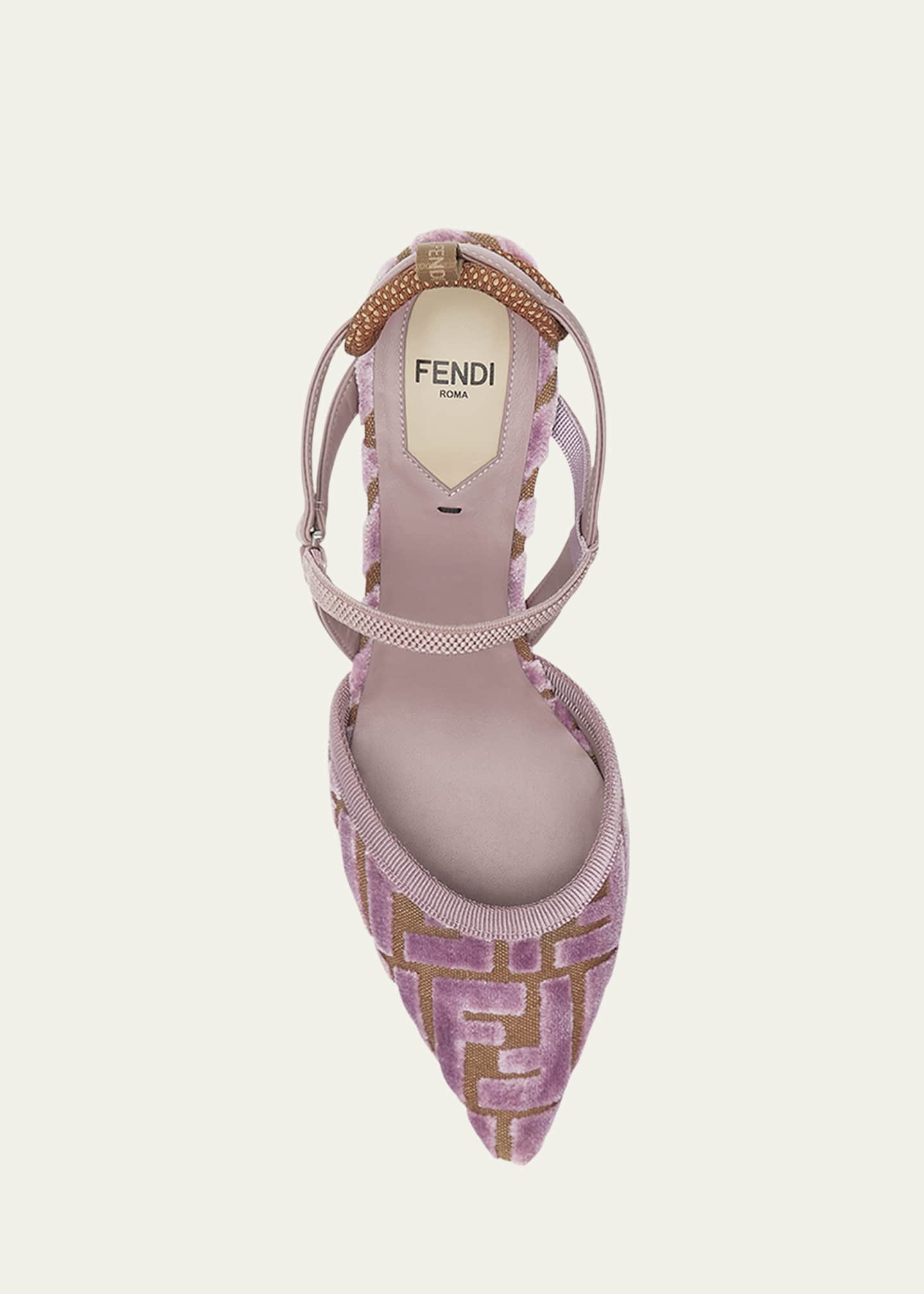 Fendi Colibri FF Tapestry Slingback Kitten-Heel Pumps Image 5 of 5