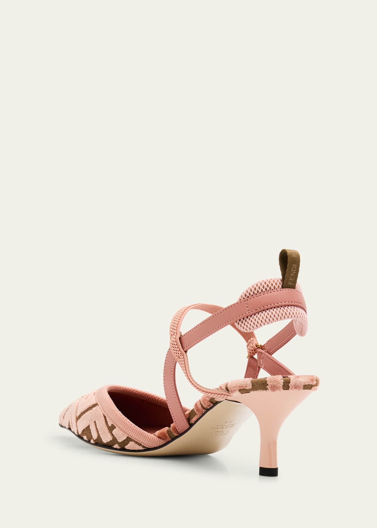 Fendi Colibri FF Tapestry Slingback Kitten-Heel Pumps - Bergdorf