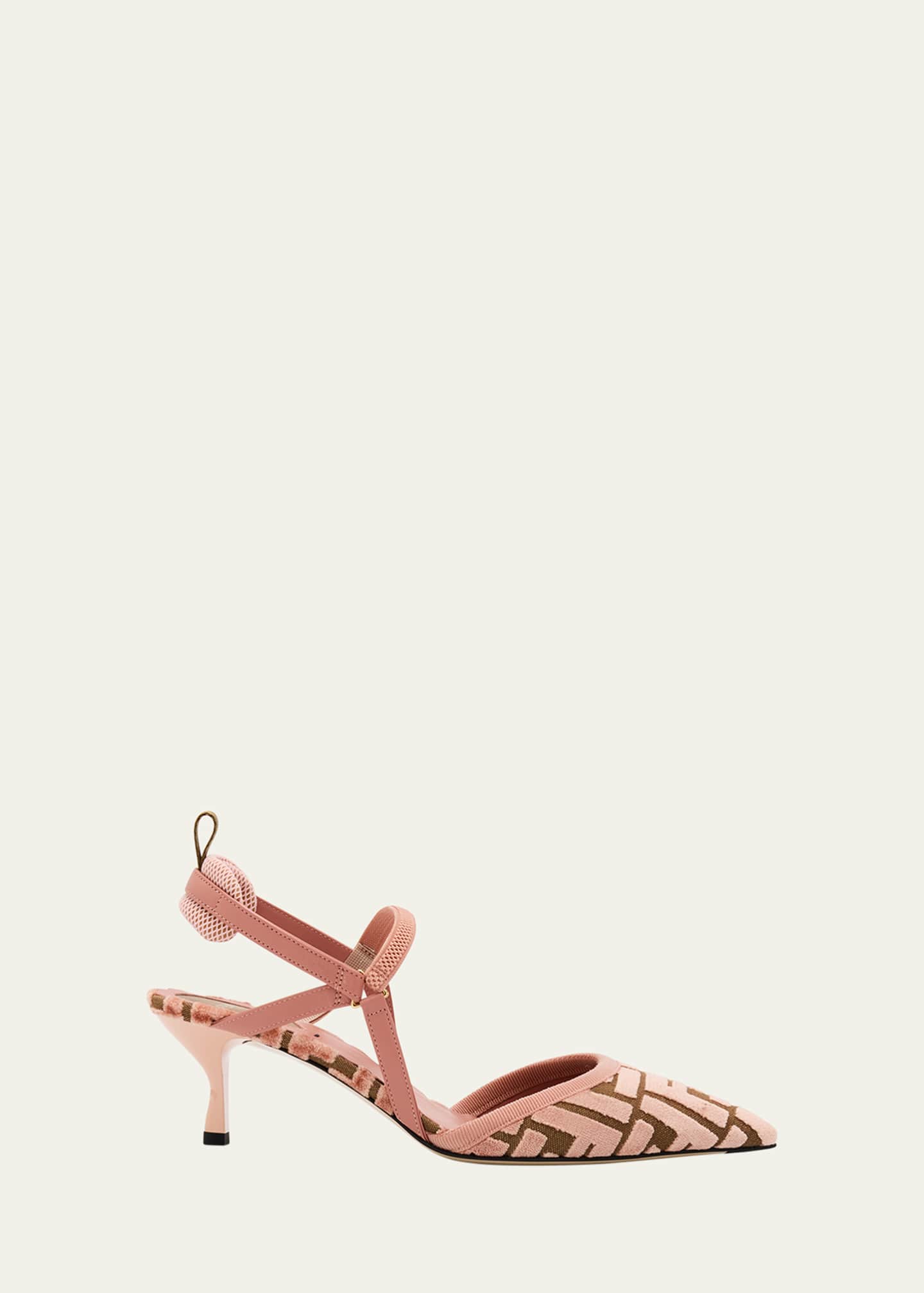Fendi Colibri FF Tapestry Slingback Kitten-Heel Pumps - Bergdorf