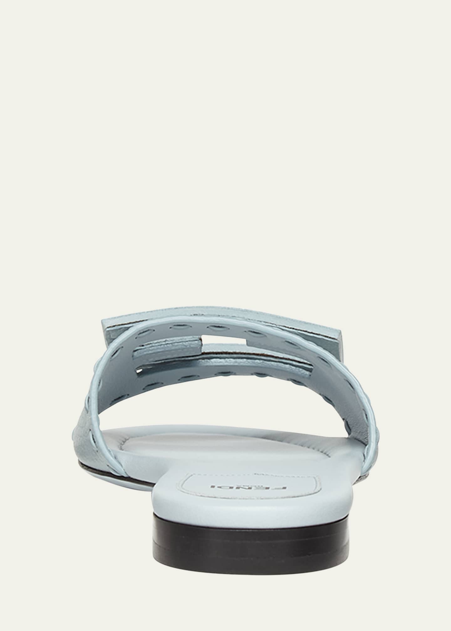 Fendi Baguette FF Leather Buckle Flat Slide Sandals Image 3 of 5
