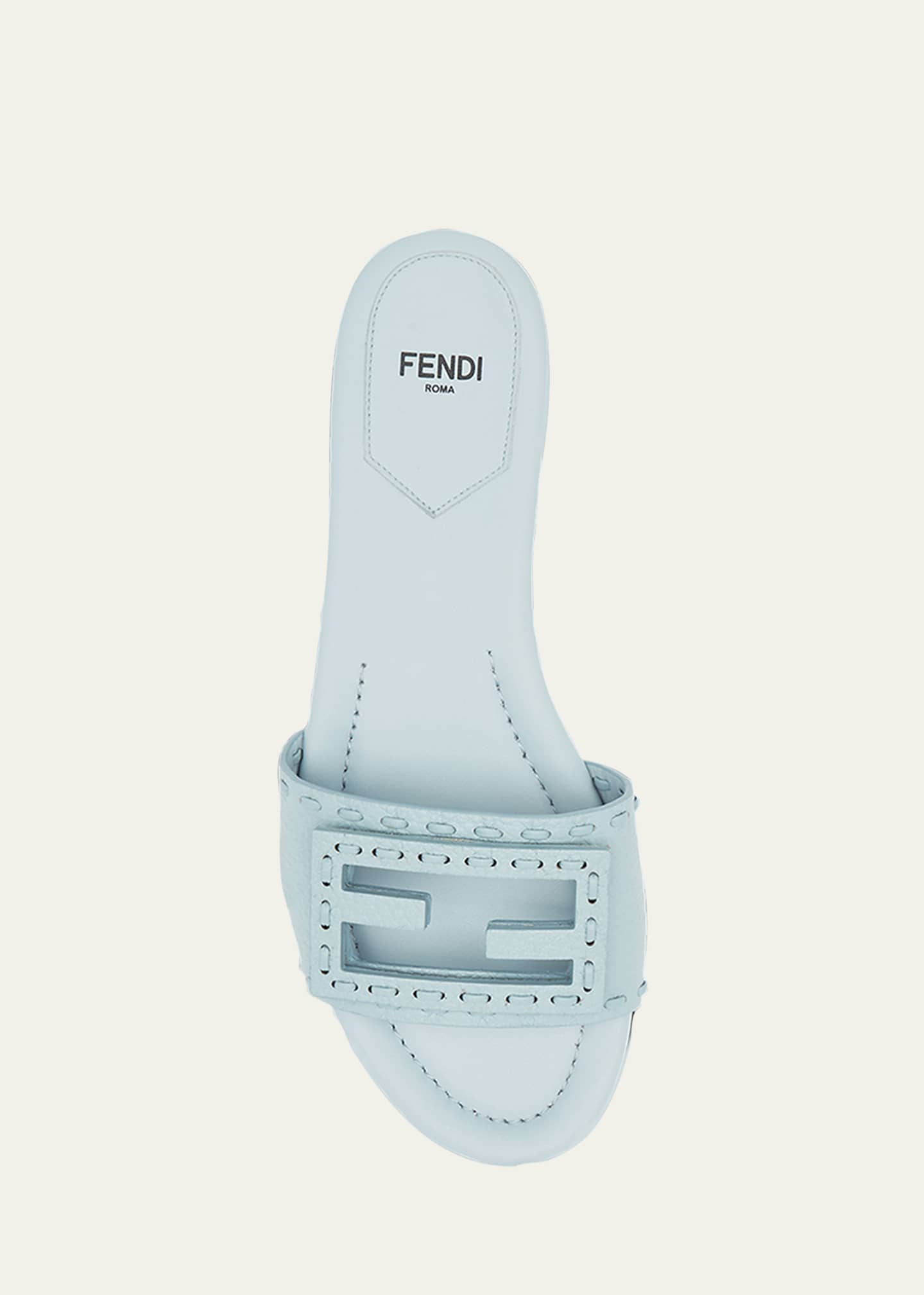 Fendi Baguette FF Leather Buckle Flat Slide Sandals Image 5 of 5