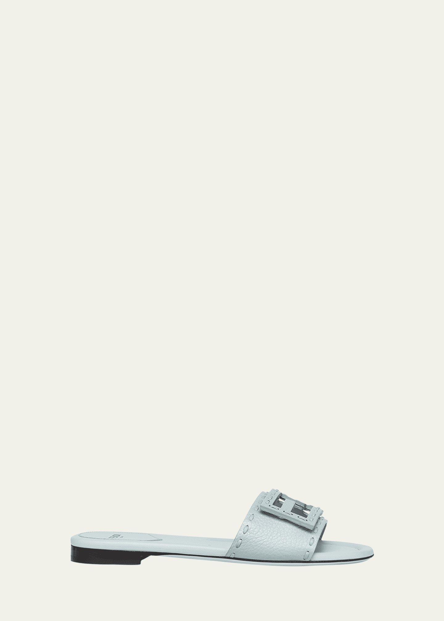 Fendi Baguette FF Leather Buckle Flat Slide Sandals Image 1 of 5