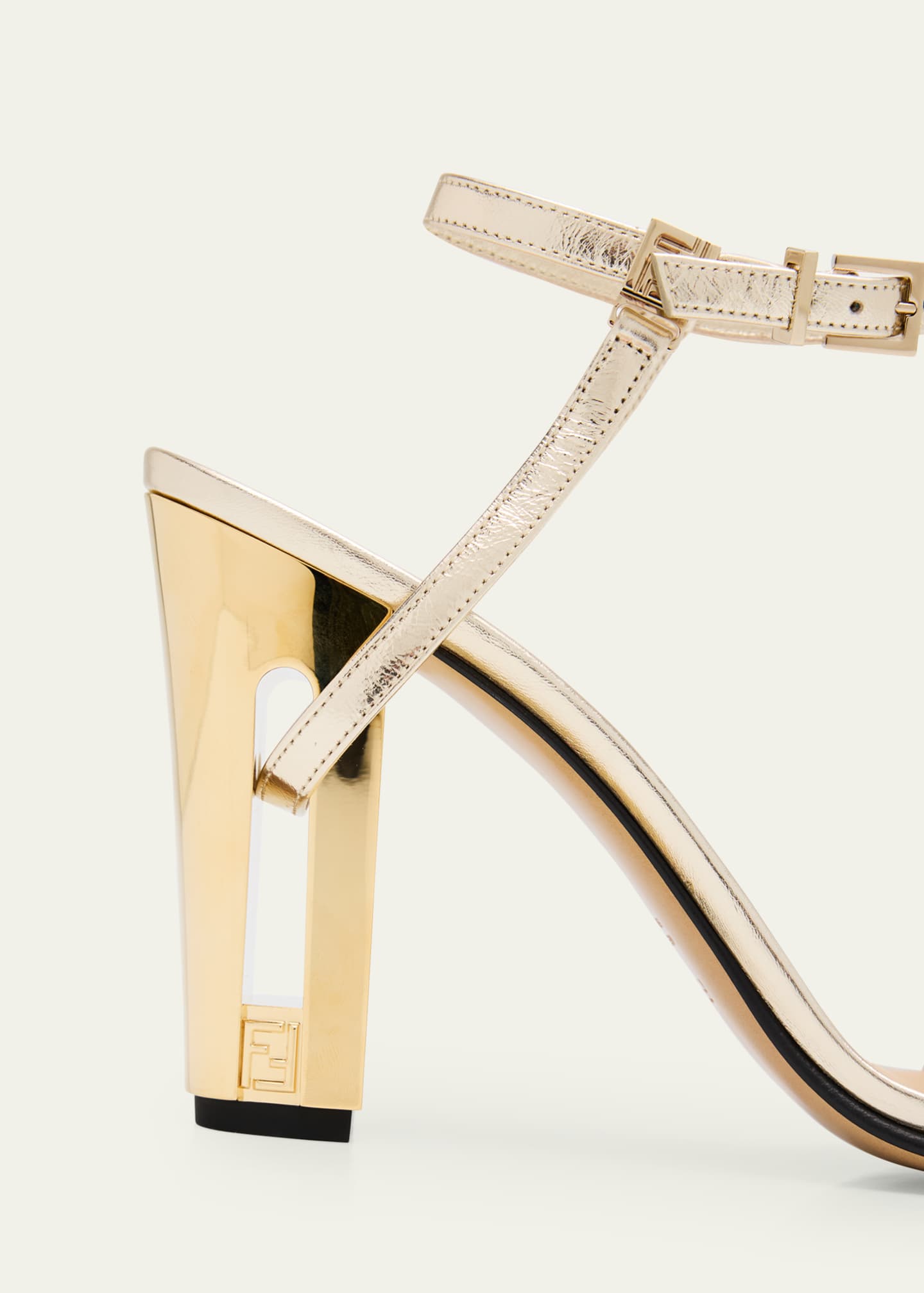 Fendi Delfina Metallic Sequin Block-Heel Sandals Image 5 of 6