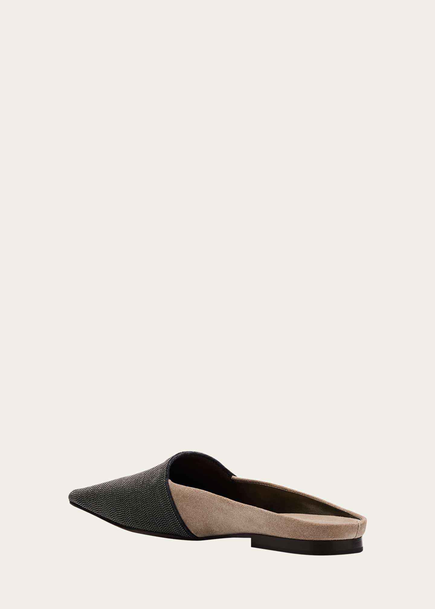 Brunello Cucinelli Monili Suede Ballerina Mules Image 2 of 4