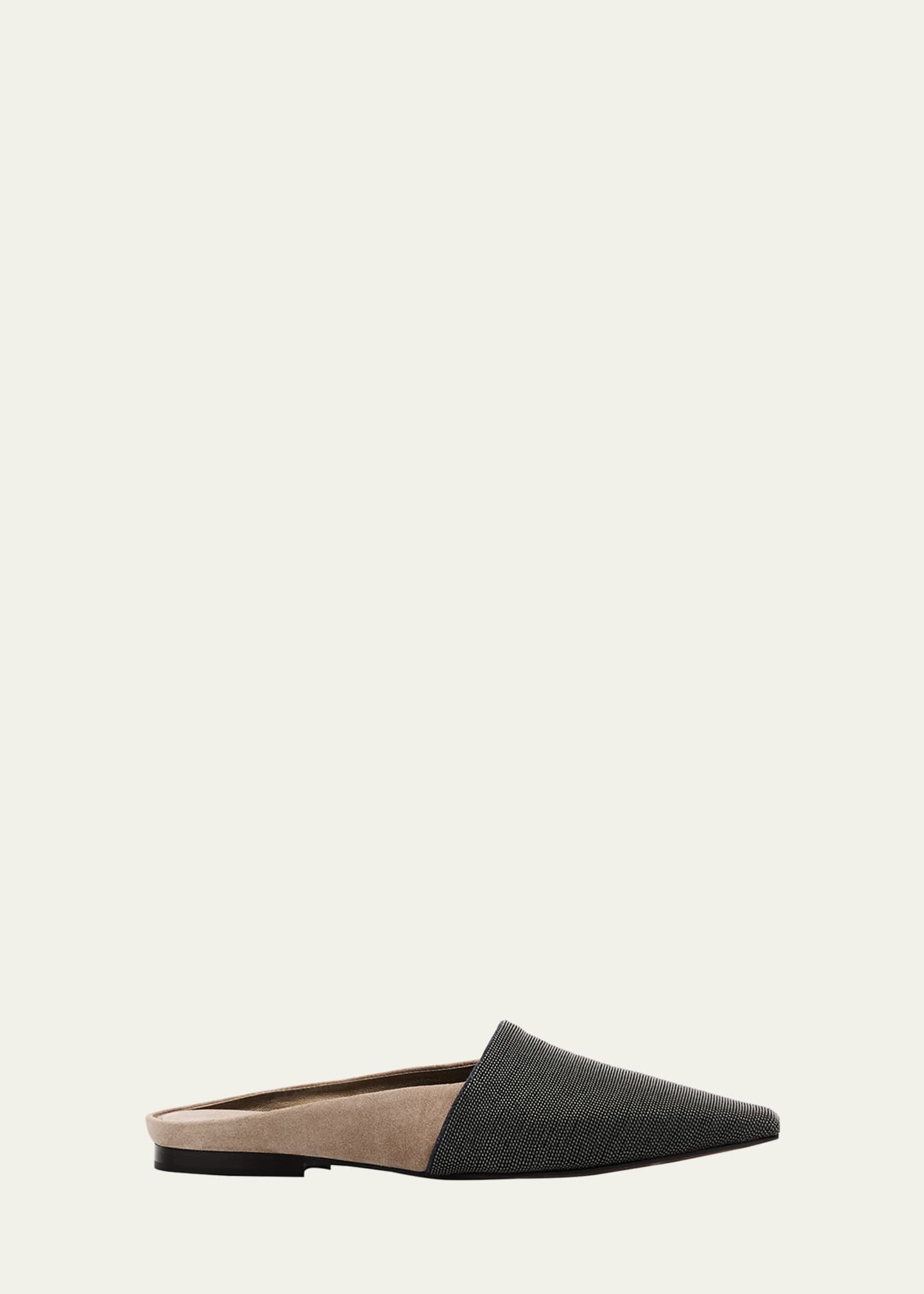 Brunello Cucinelli Monili Suede Ballerina Mules Image 1 of 4